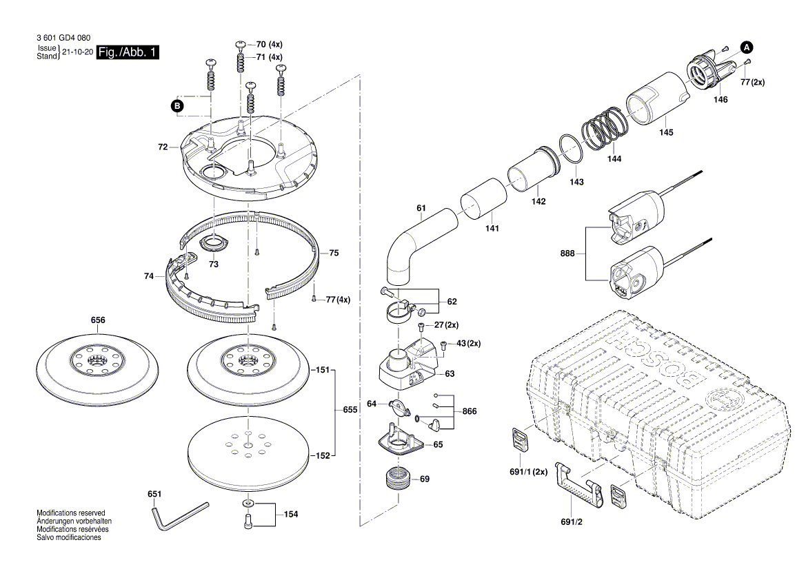 Vue éclatée Bosch GTR55-225 3601GD4000#01