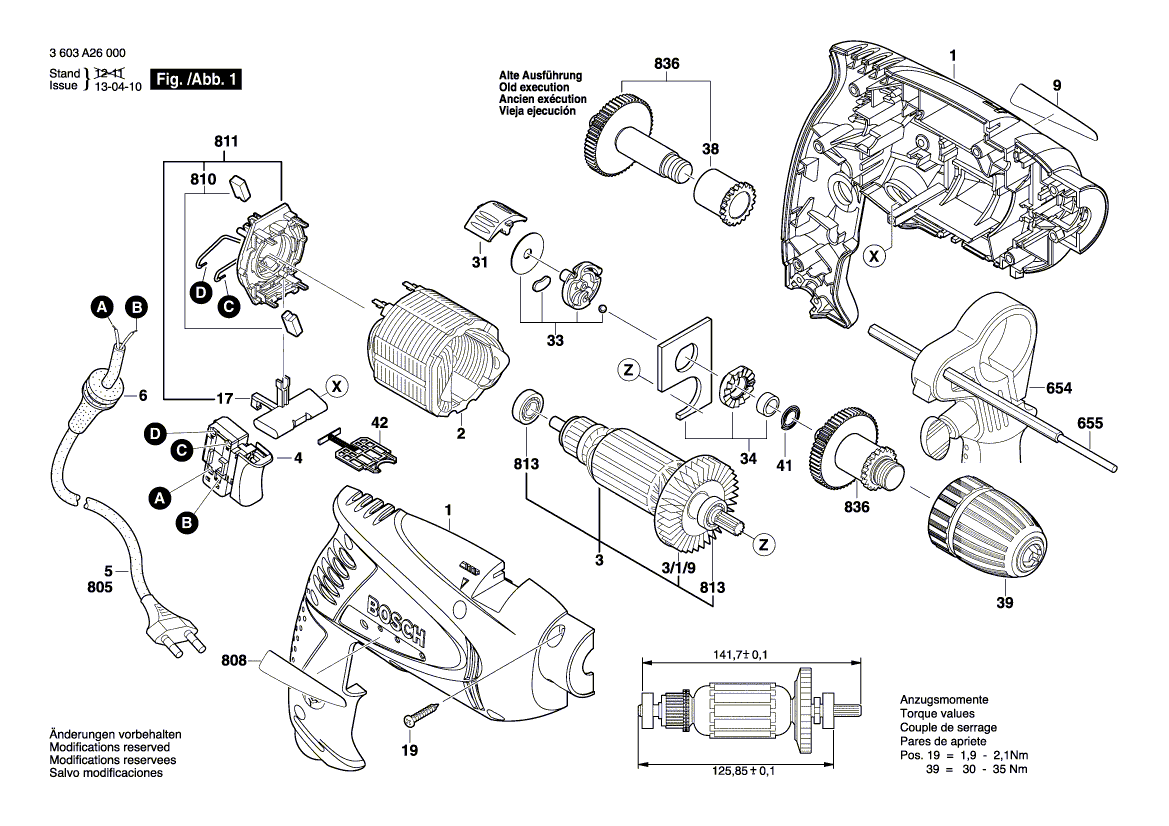 Vue éclatée Bosch PSB530RA 3603A26100#01