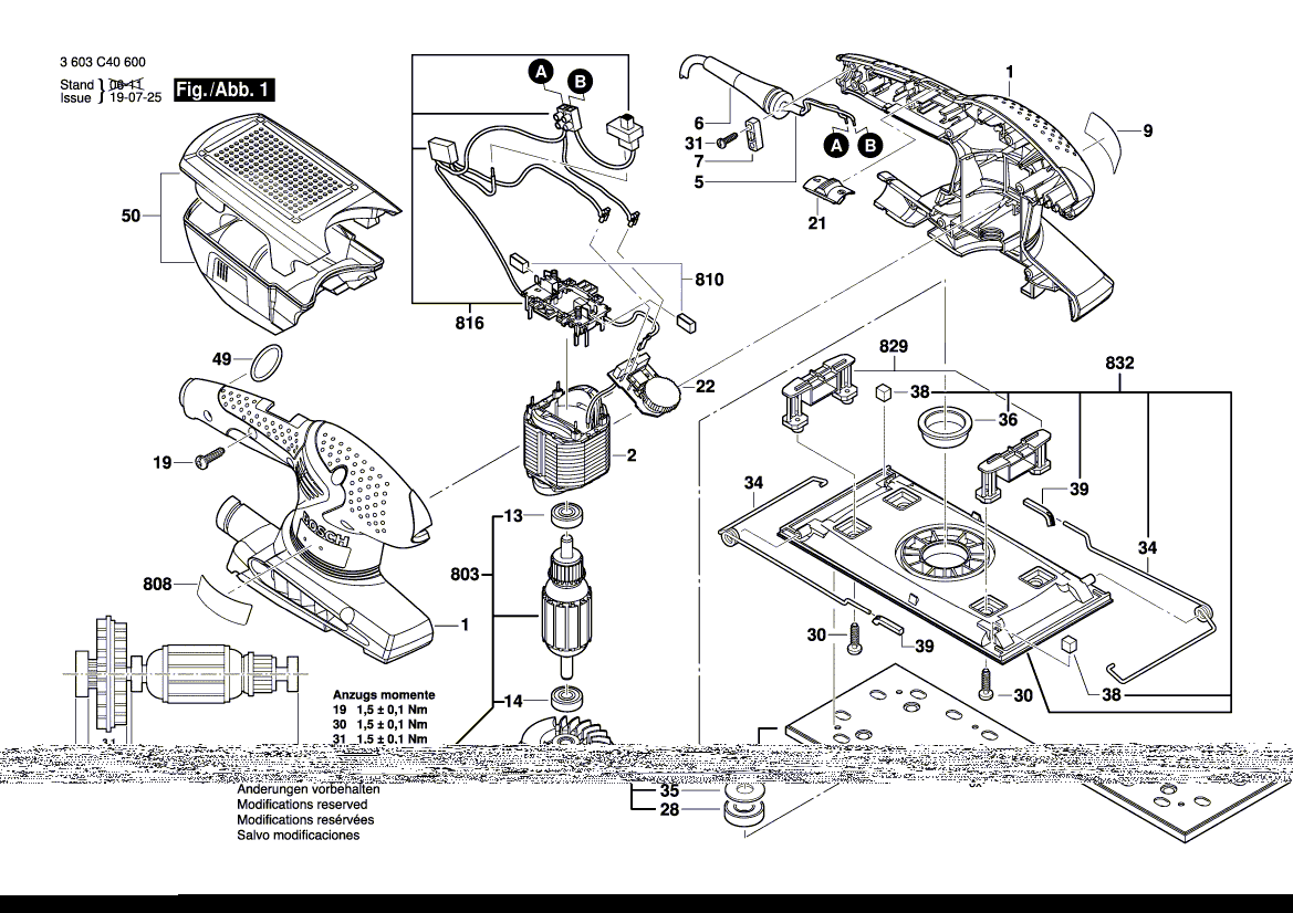 Vue éclatée Bosch PSS280A 3603C40600#01