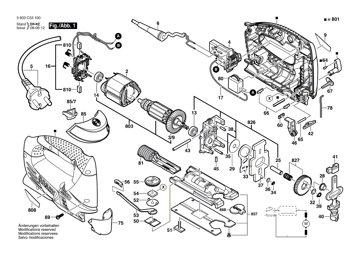 Vue éclatée Bosch PST900PEL 3603C53100#01