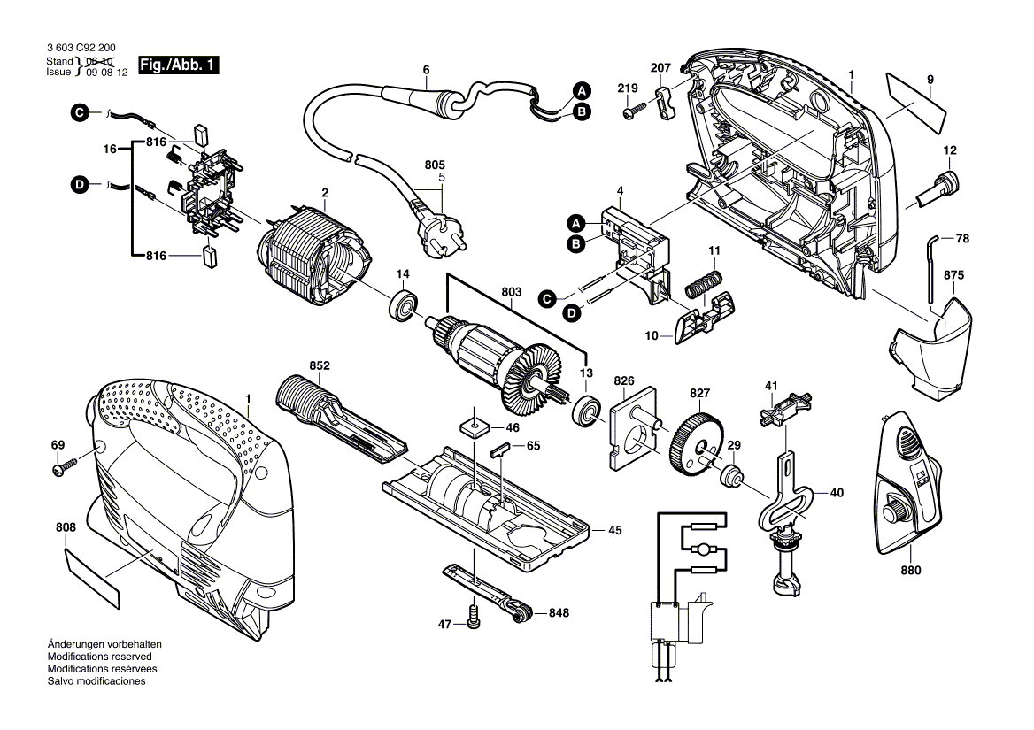 Vue éclatée Bosch PST650L 3603C92200#01