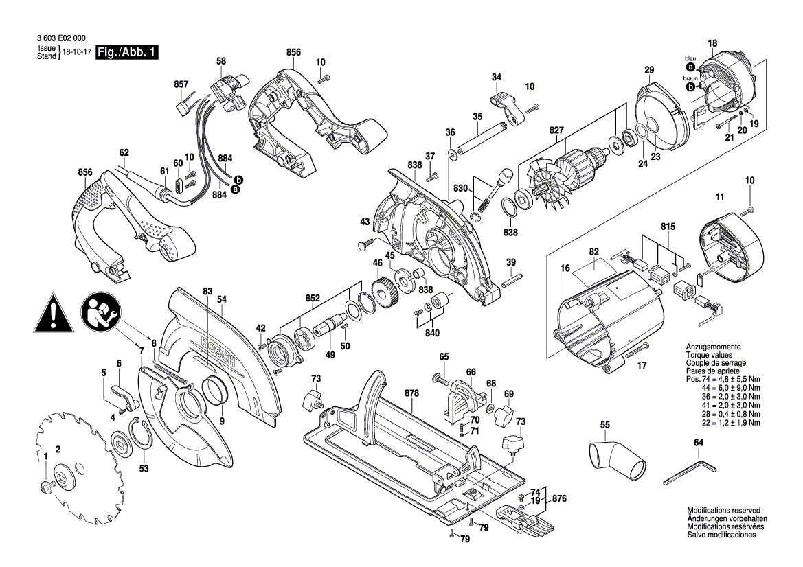 Vue éclatée Bosch PKS66AF 3603E02000#01