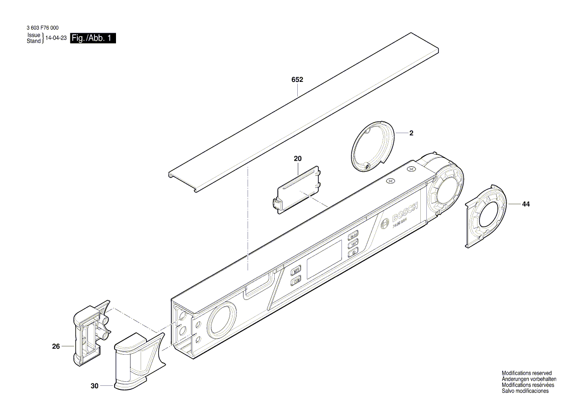 Vue éclatée Bosch PAM220 3603F76000#01