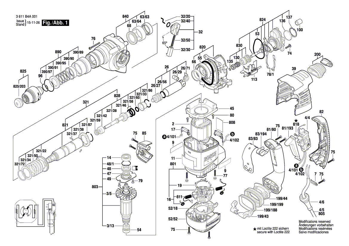 Vue éclatée Bosch GBH3000 3611B4A007#01