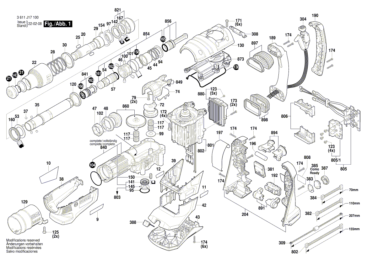Vue éclatée Bosch GBH18V-40C 3611J17100#01