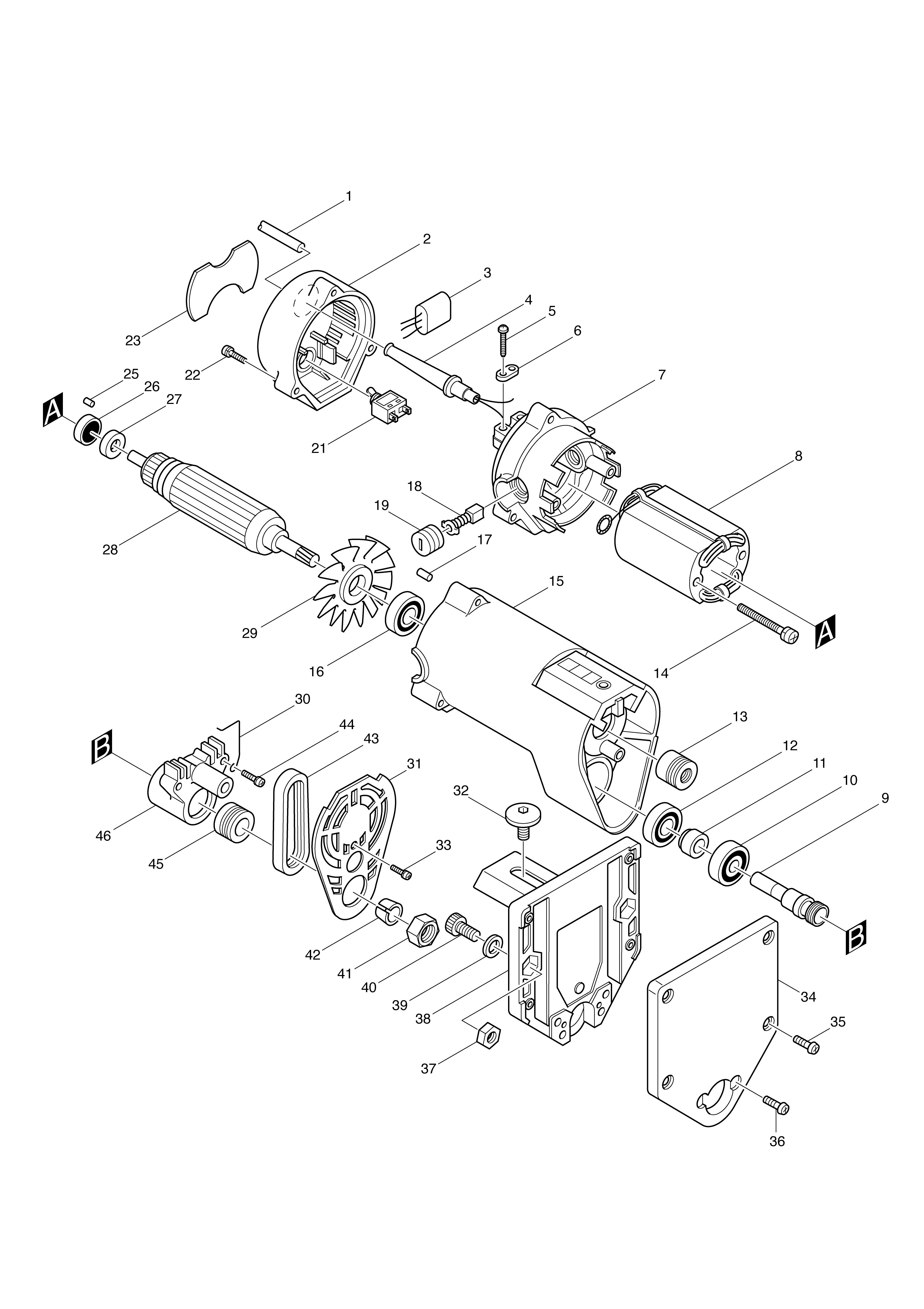 Vue éclatée Makita 3705#01