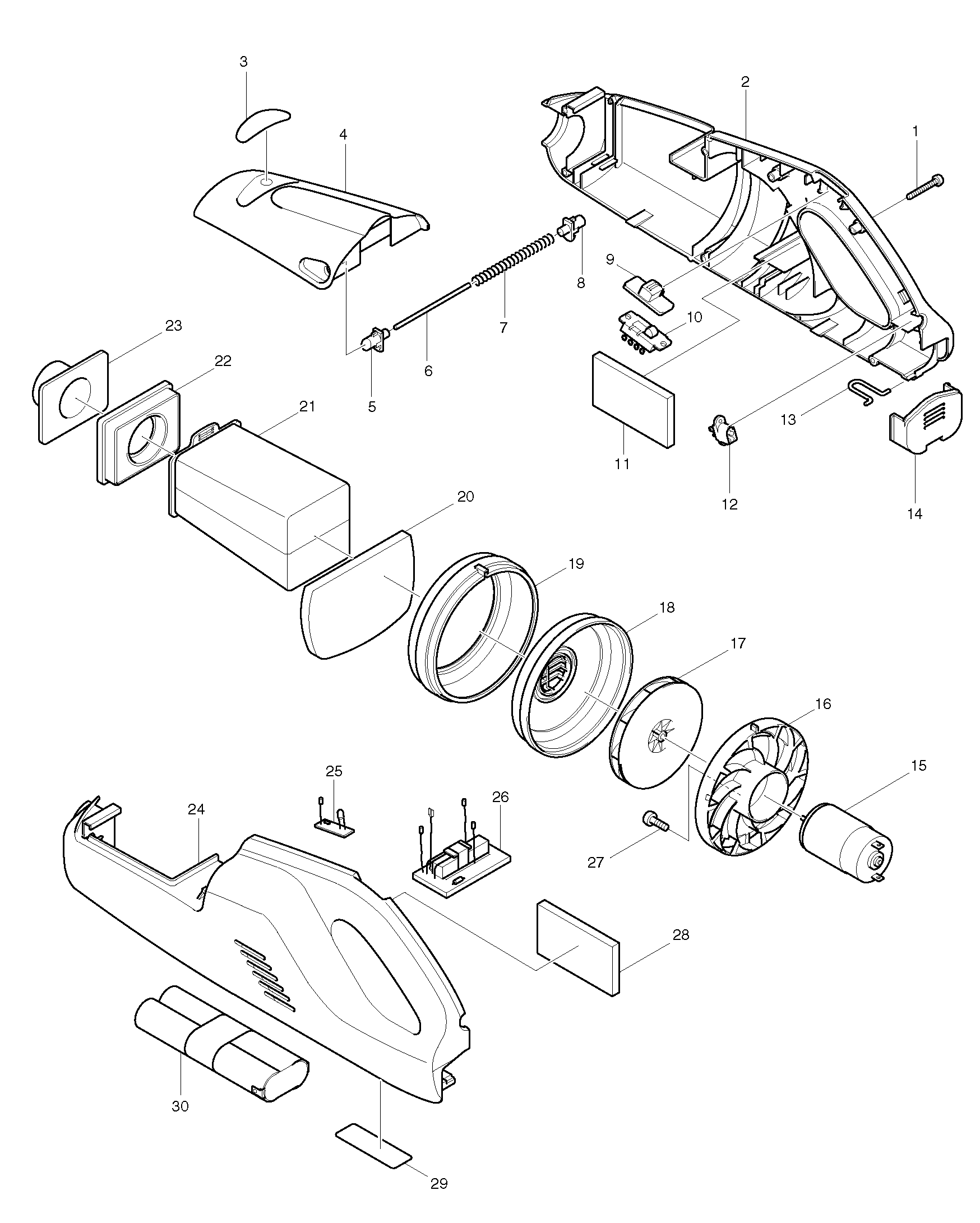 PIECES  DETACHEES ASPIRATEUR MAKITA 4072D