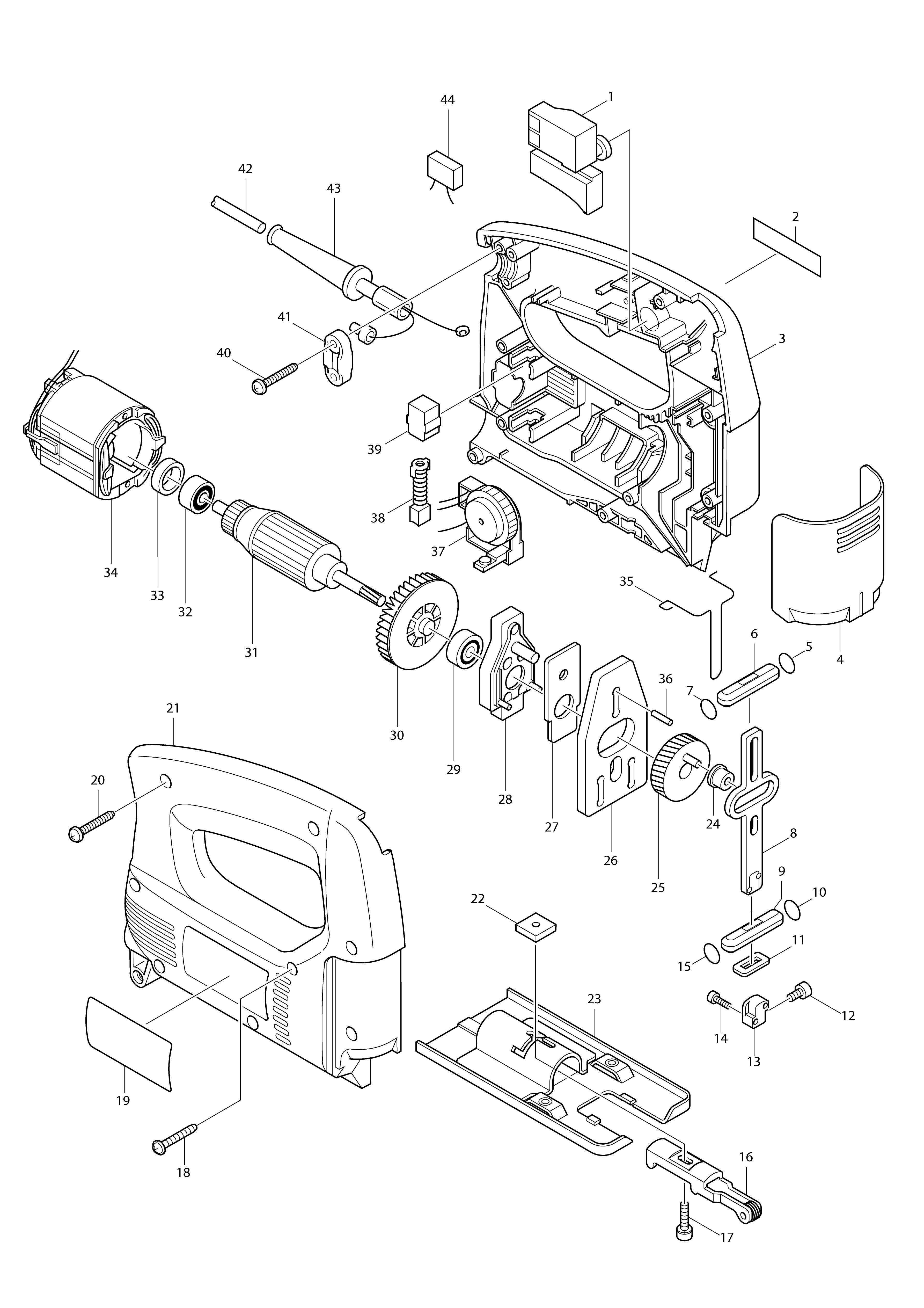Vue éclatée Makita 4323#01