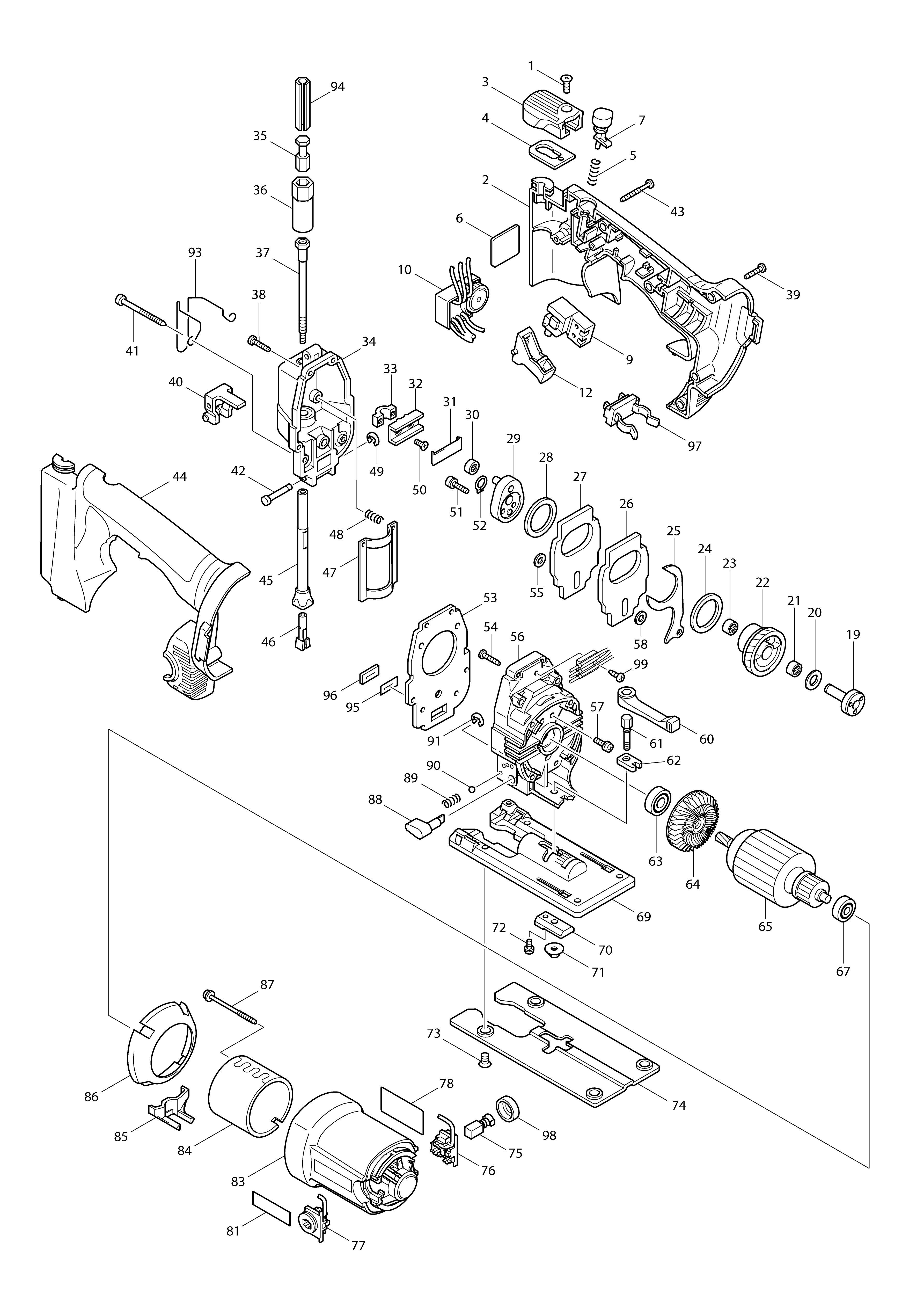 Vue éclatée Makita 4334D#01