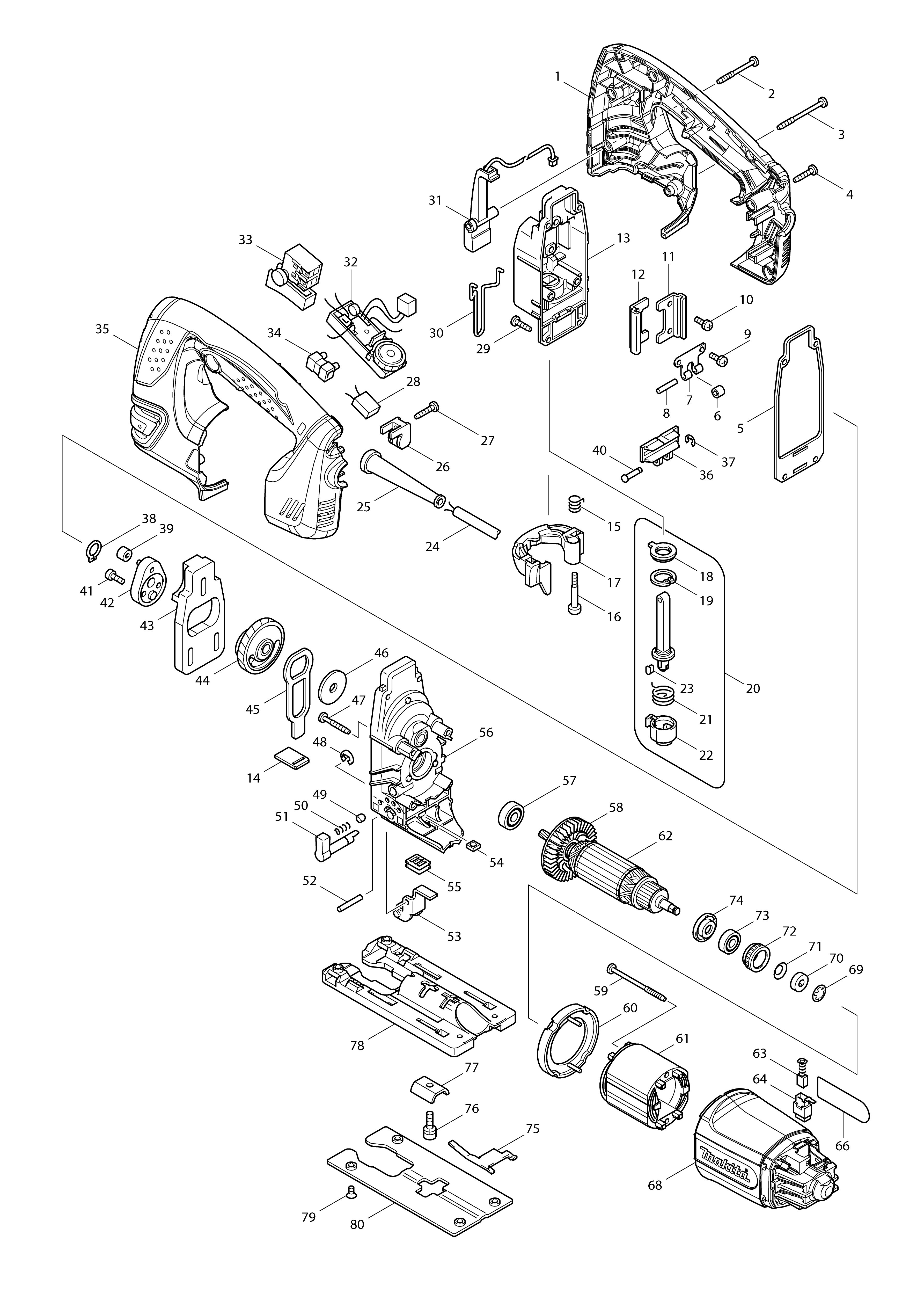 Vue éclatée Makita 4350FCT#01