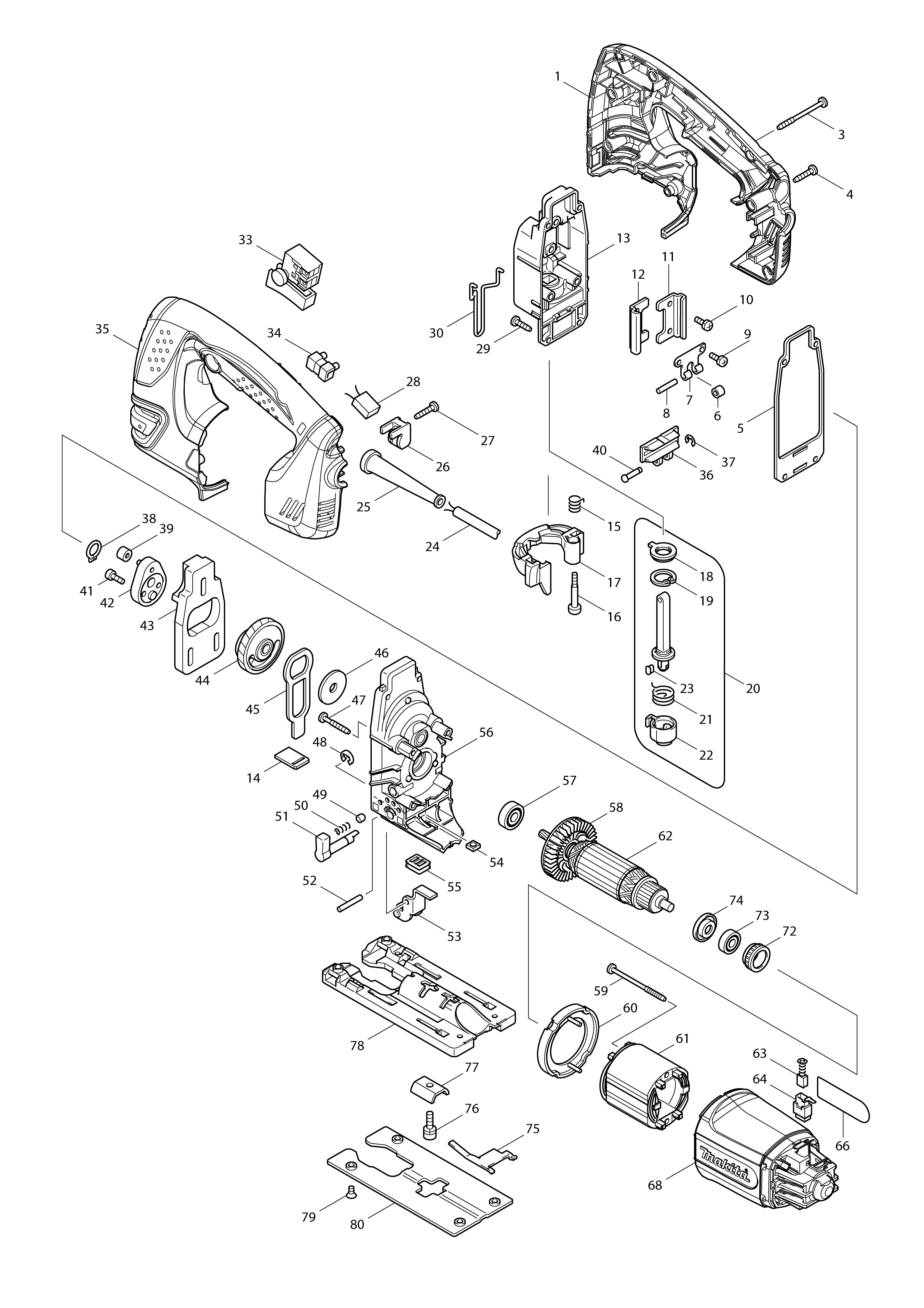 Vue éclatée Makita 4350T#01