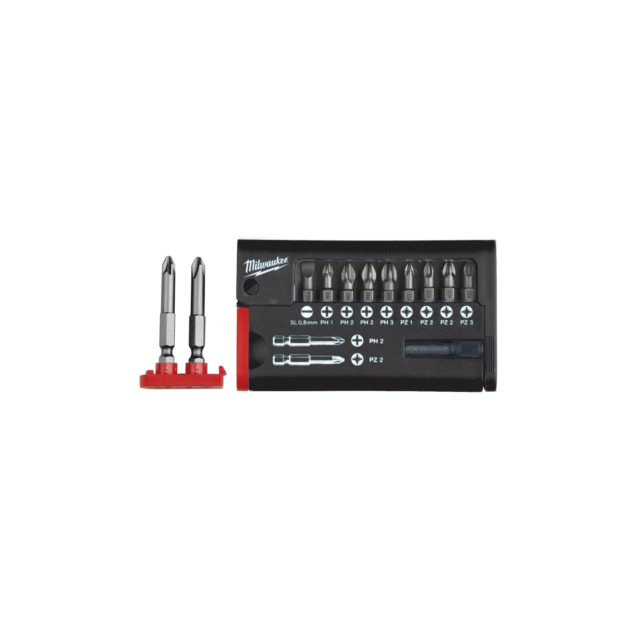 KITS COMPACTS D'EMBOUTS DE VISSAGE COMPACT SET SL / PH / PZ - 12 PCS MILWAUKEE