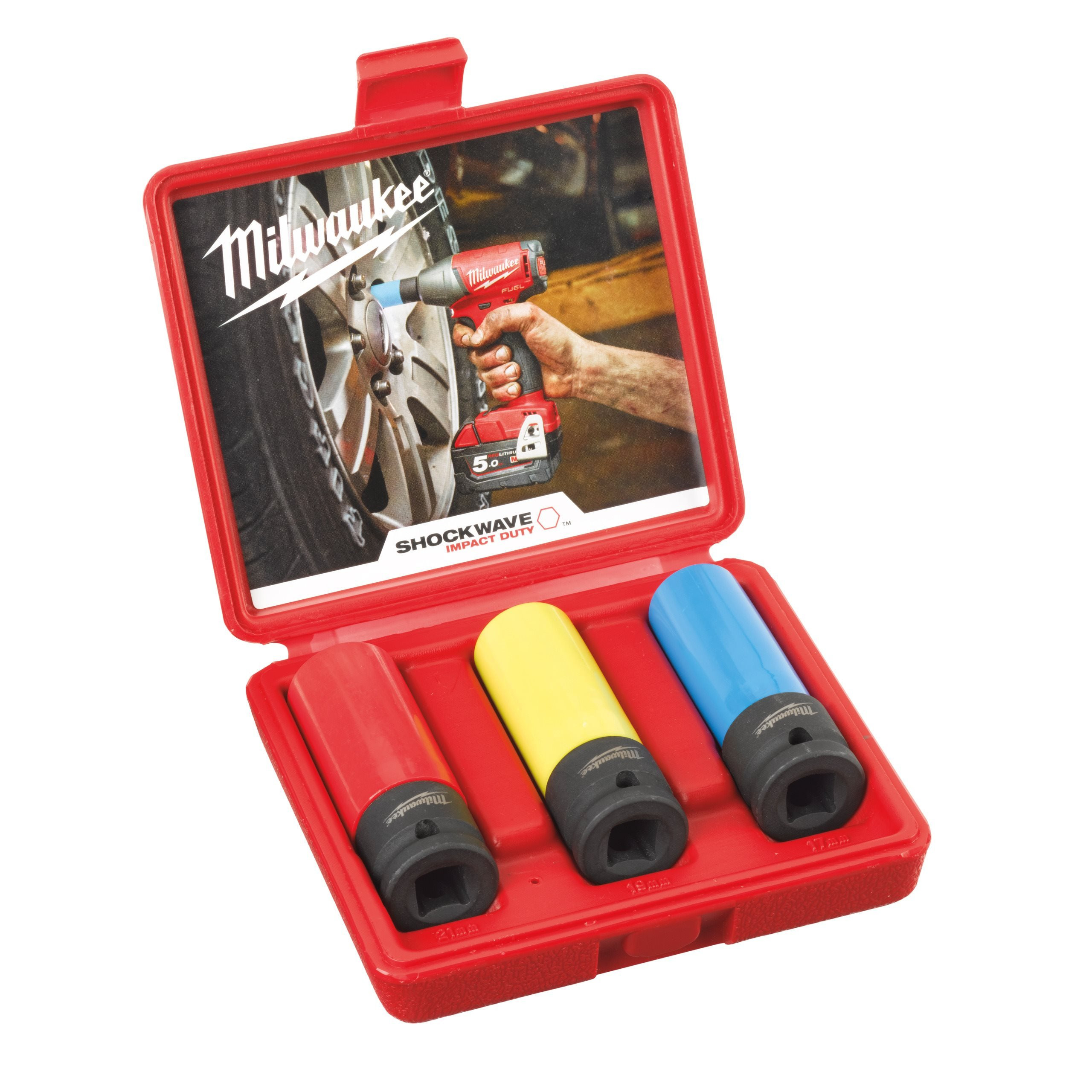 SET DOUILLES AUTOMOBILE SHOCKWAVE IMPACT DUTY AUTOMOTIVE 3PCS SOCKET SET MILWAUKEE