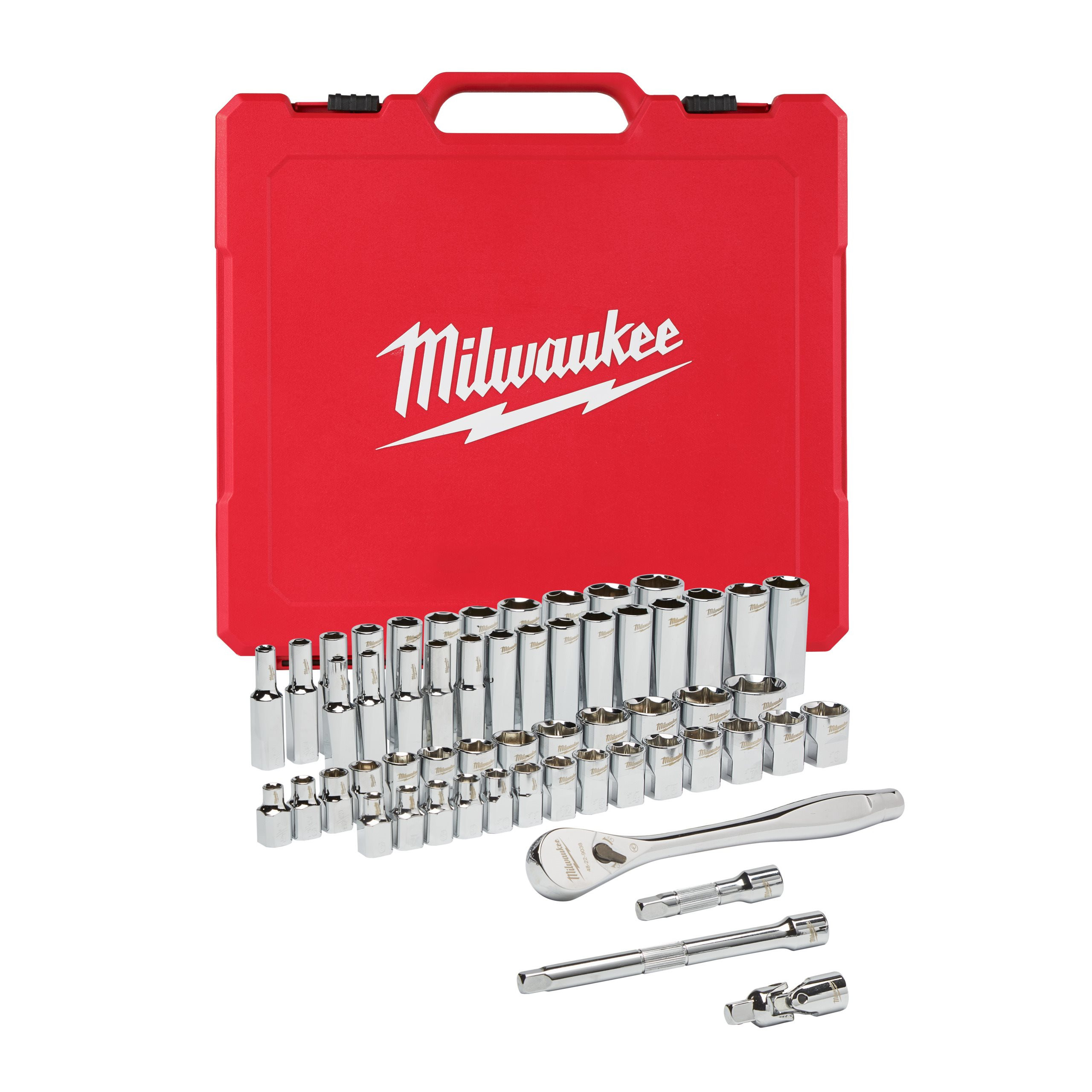 SET DE DOUILLES À CLIQUET 3/8 DRIVE 56 PC RATCHET + SOCKET SET SAE + METRIC MILWAUKEE