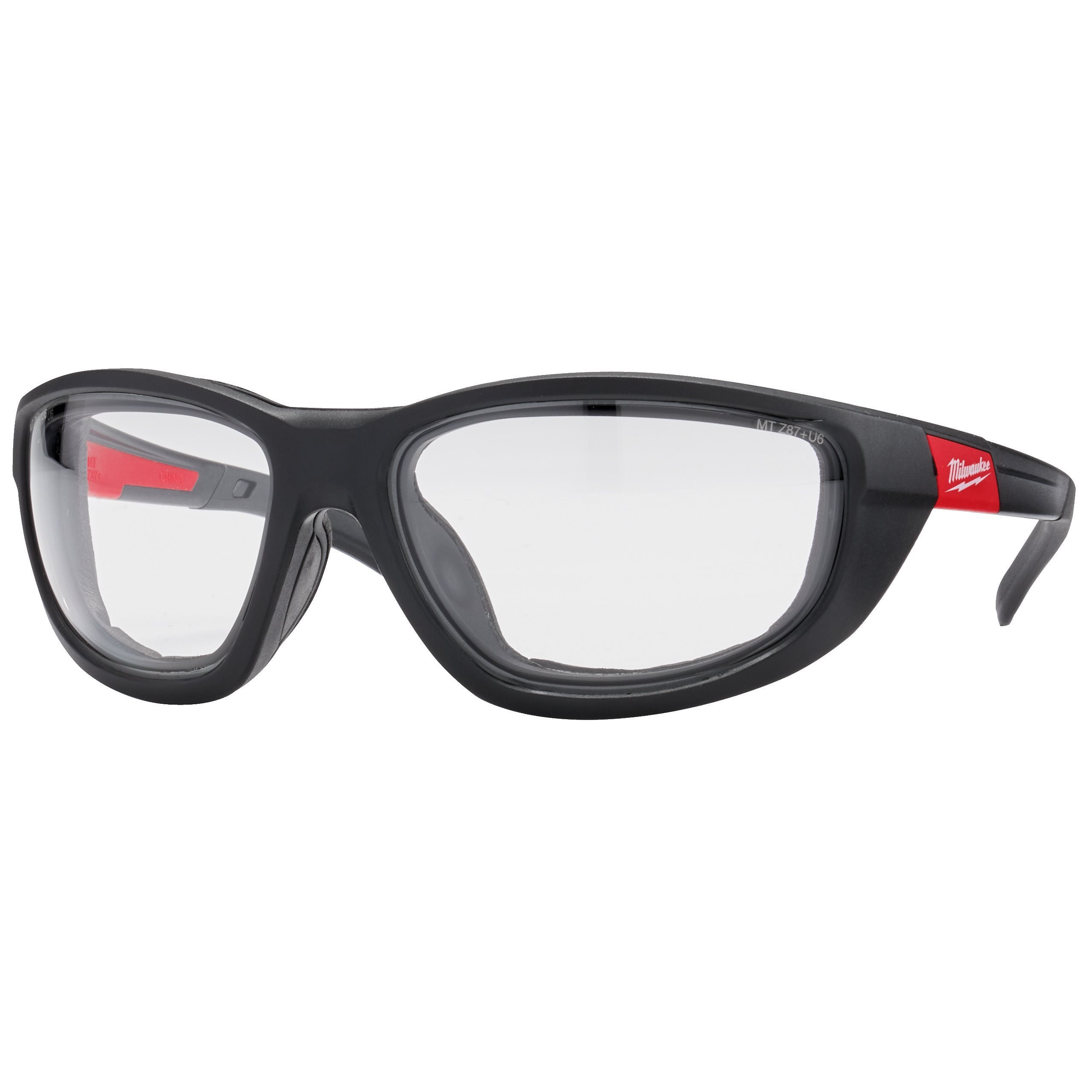 LUNETTES DE SÉCURITÉ CLAIRES HAUTE PERFORMANCE AVEC JOINT AMOVIBLE. PREMIUM CLEAR SAFETY GLASSES WITH GASKET -1PC MILWAUKEE