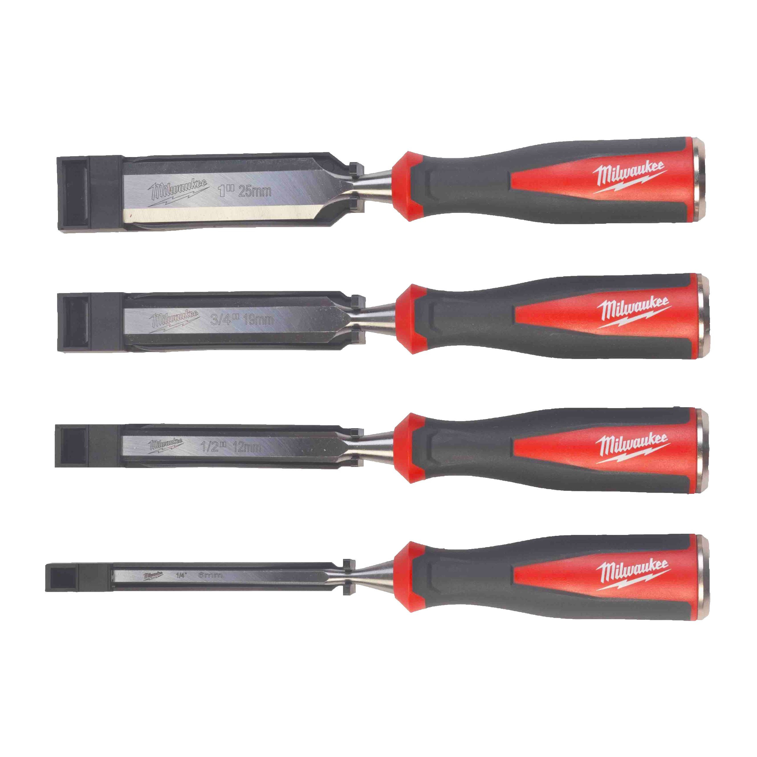 CISEAUX À BOIS BEVELED EDGE CHISELS SET 4PC MILWAUKEE