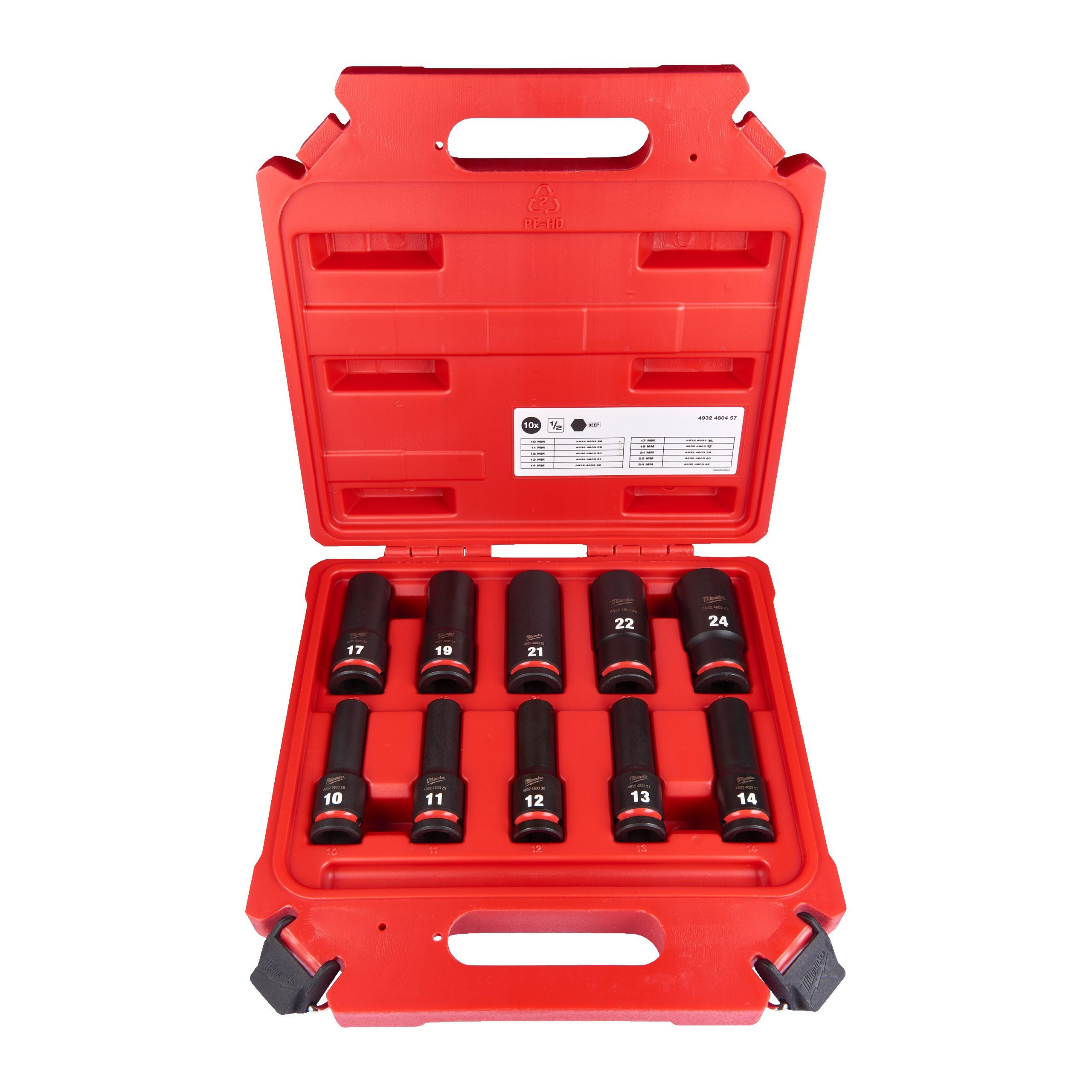 MODULE DOUILLE À CHOC ½″ 1/2" IMPACT SOCKET SET DEEP-10PC MILWAUKEE