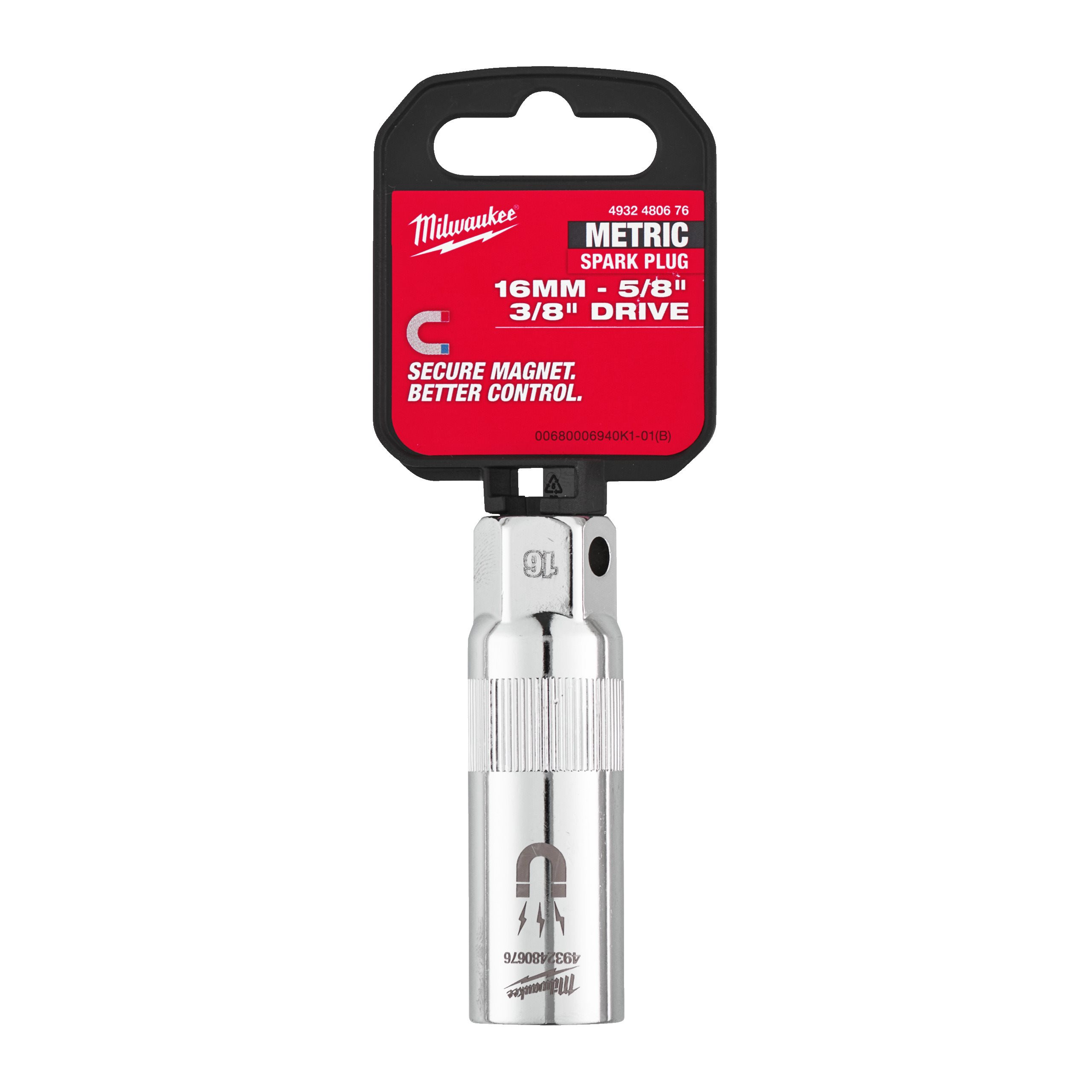 DOUILLE À BOUGIE MAGNÉTIQUE ⅜″ 3/8” DRIVE 16MM MAGNETIC SPARK PLUG SOCKET MILWAUKEE