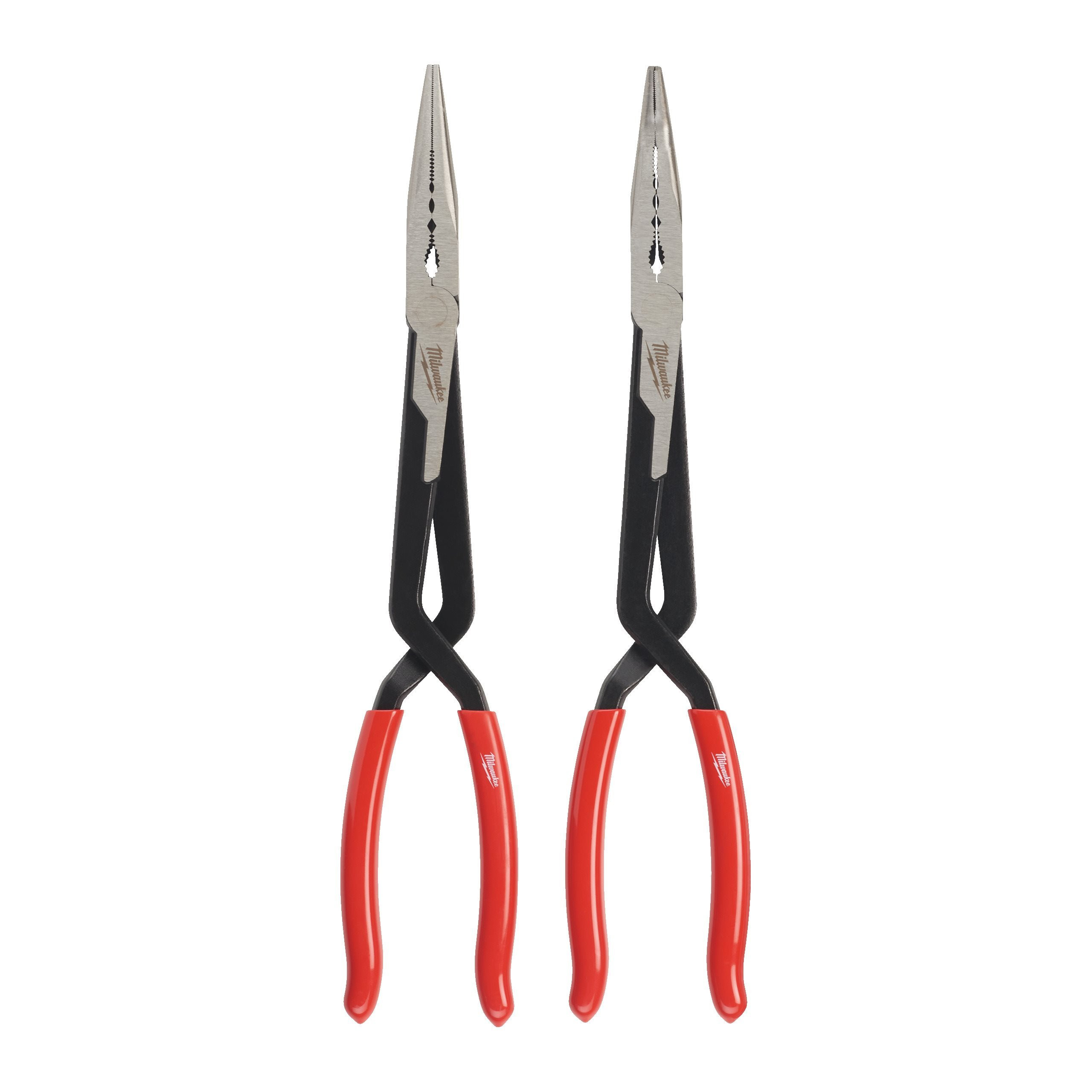 PINCE A BEC DEMI-ROND LONG DROIT LONG REACH PLIERS 2 PC SET MILWAUKEE