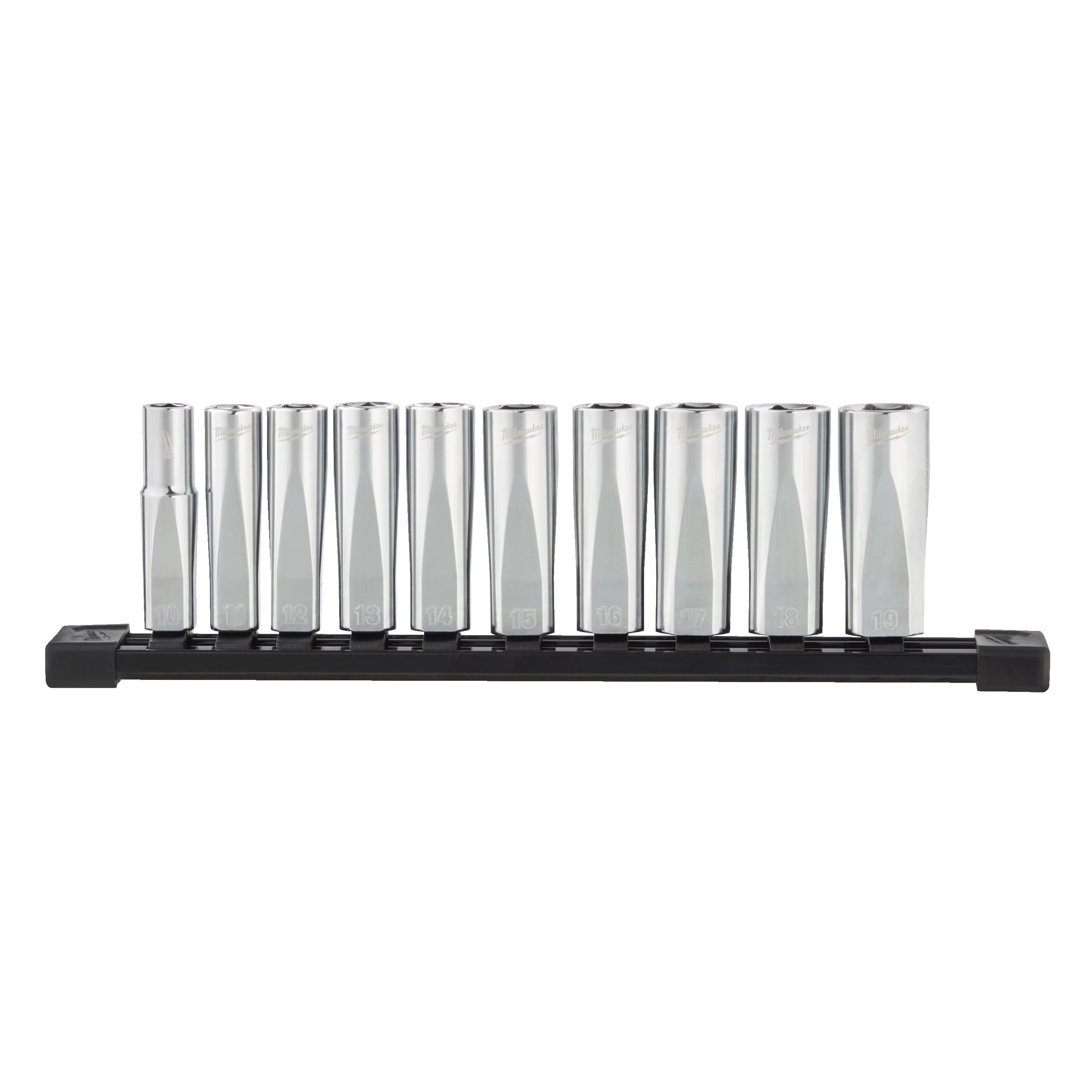 JEU DE DOUILLE ⅜″ 3/8" DRIVE METRIC DEEP CHROME SOCKETS - 10 PC MILWAUKEE