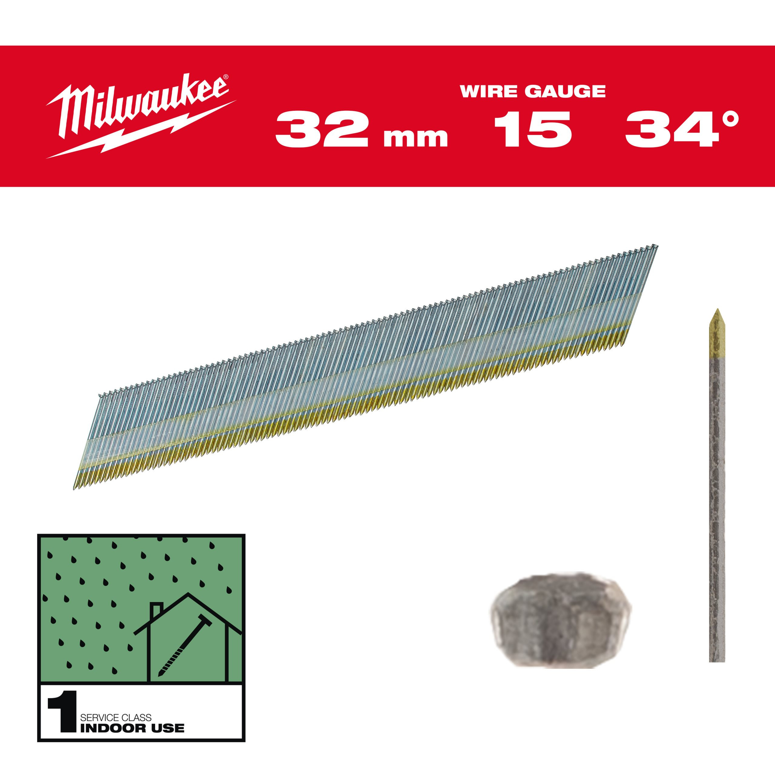 CLOUS DE FINITION, GAUGE 15, TÊTE DE FINITION LÉGÈRE MILWAUKEE