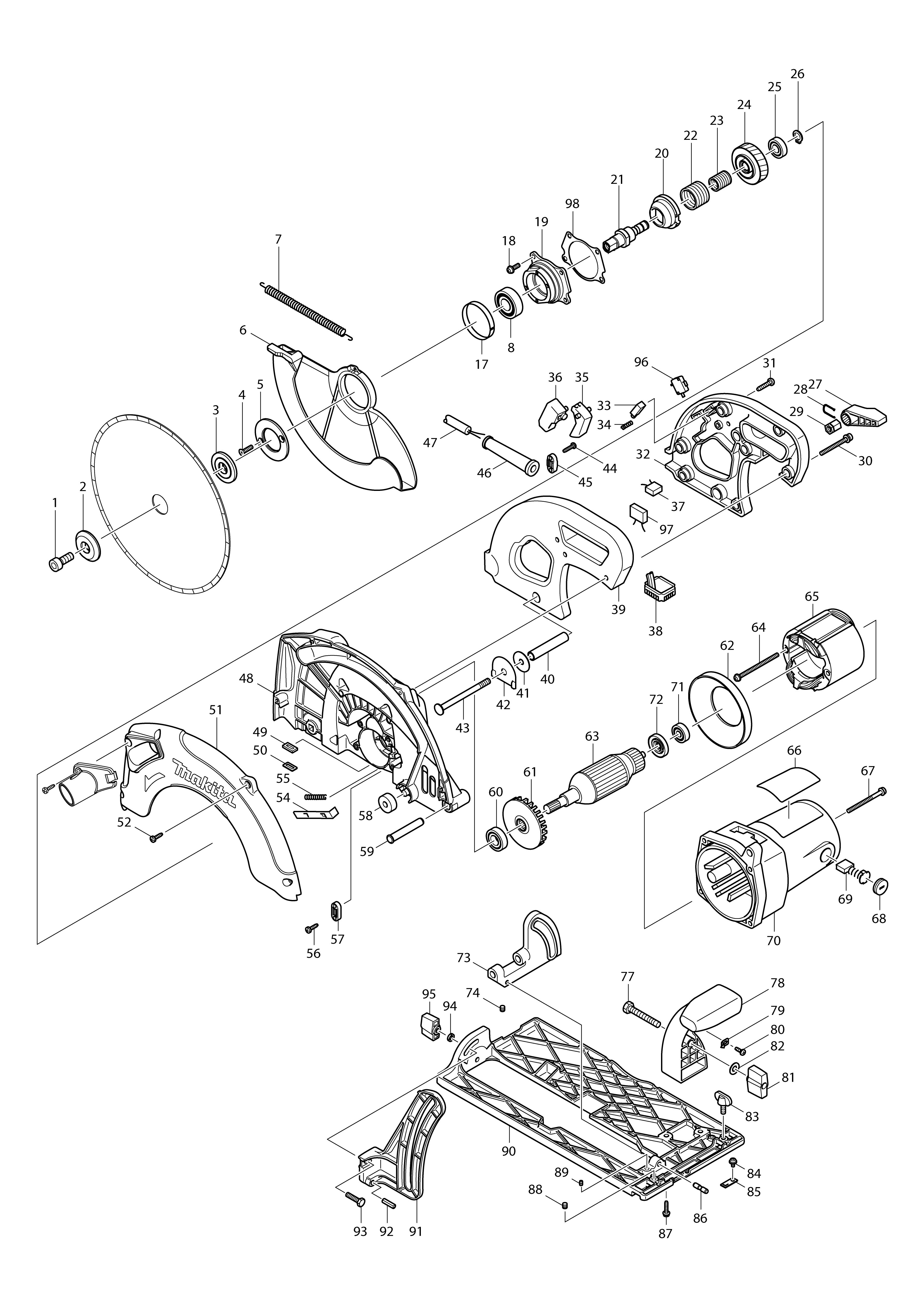 Vue éclatée Makita 5104S#01