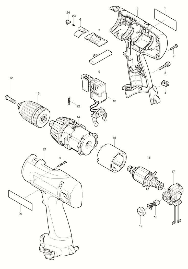 PIECES  DETACHEES  PERCEUSE VISSEUSE MAKITA 6317DWFE