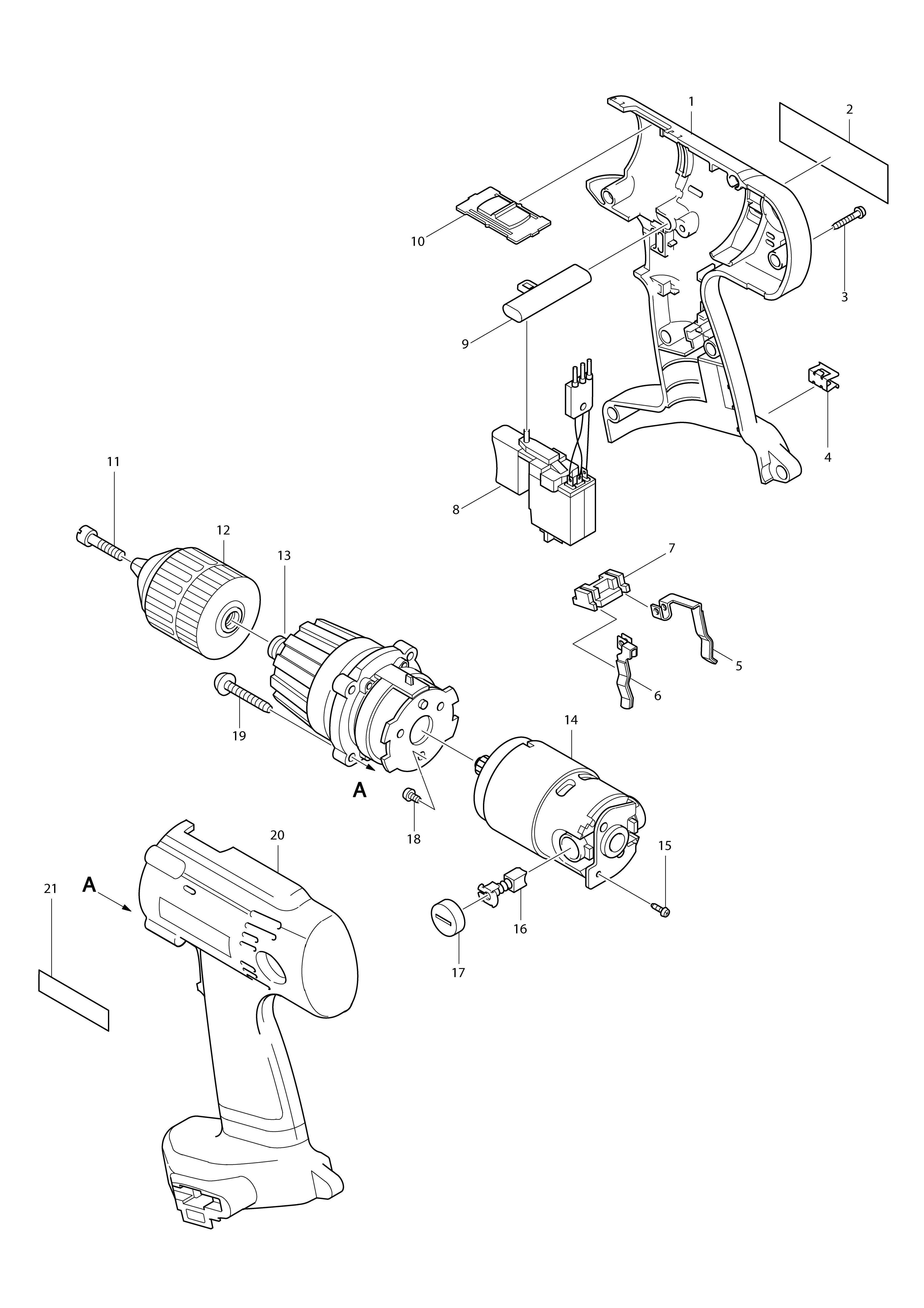 Vue éclatée Makita 6343D#01
