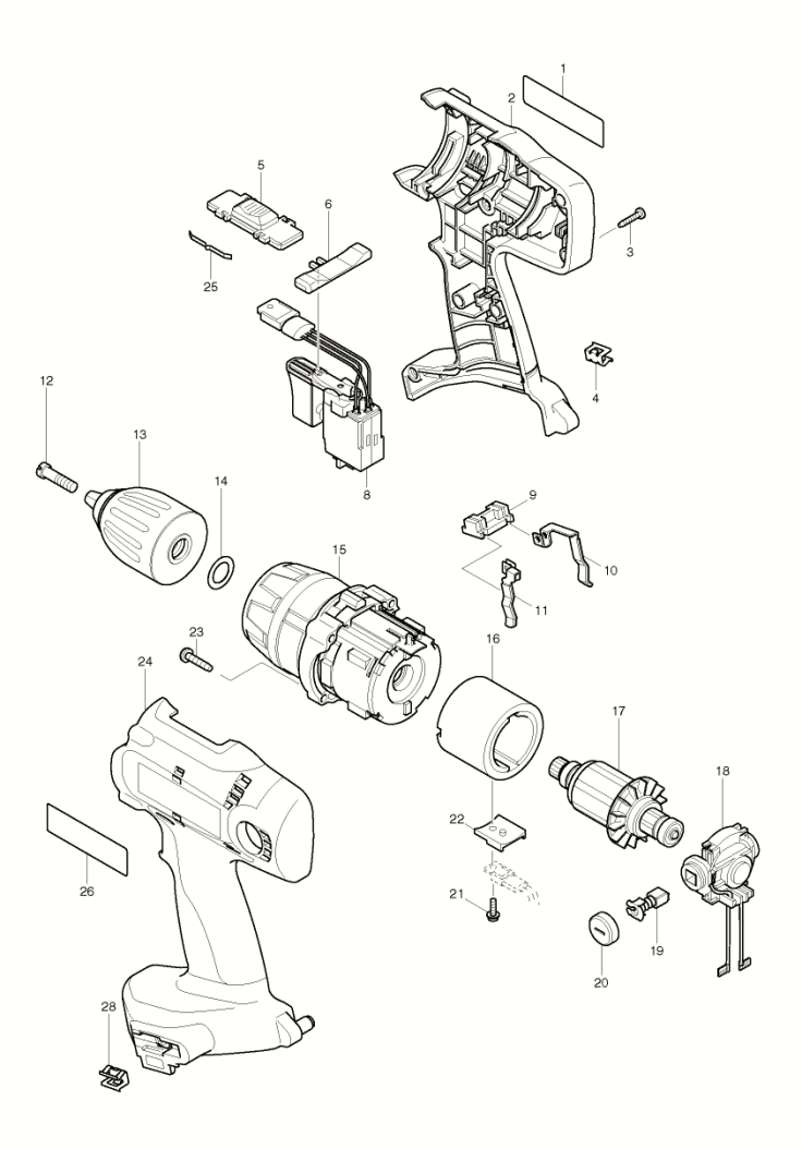 PIECES DETACHEES PERCEUSE VISSEUSE MAKITA 6349DWFE