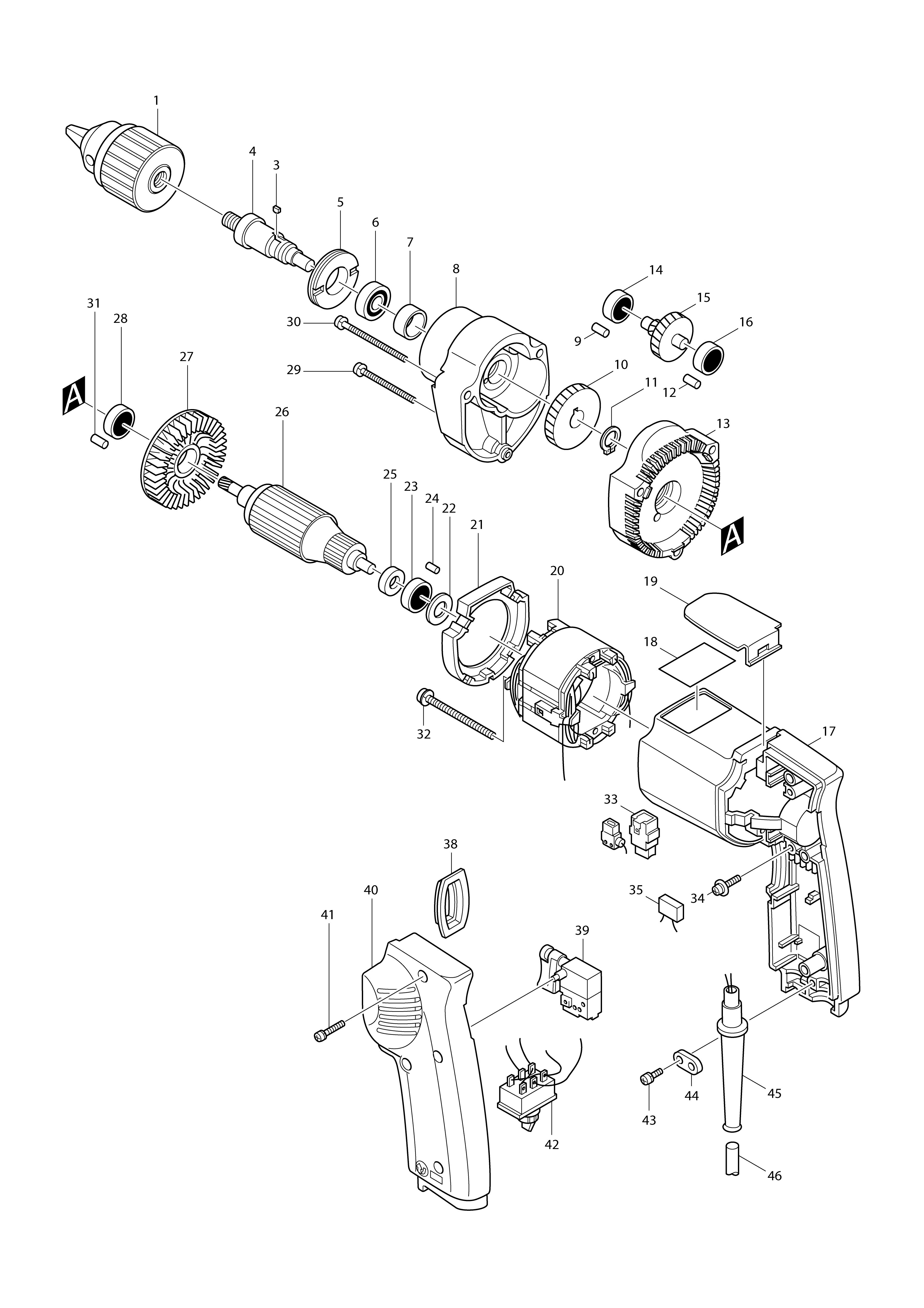 Vue éclatée Makita 6402#01