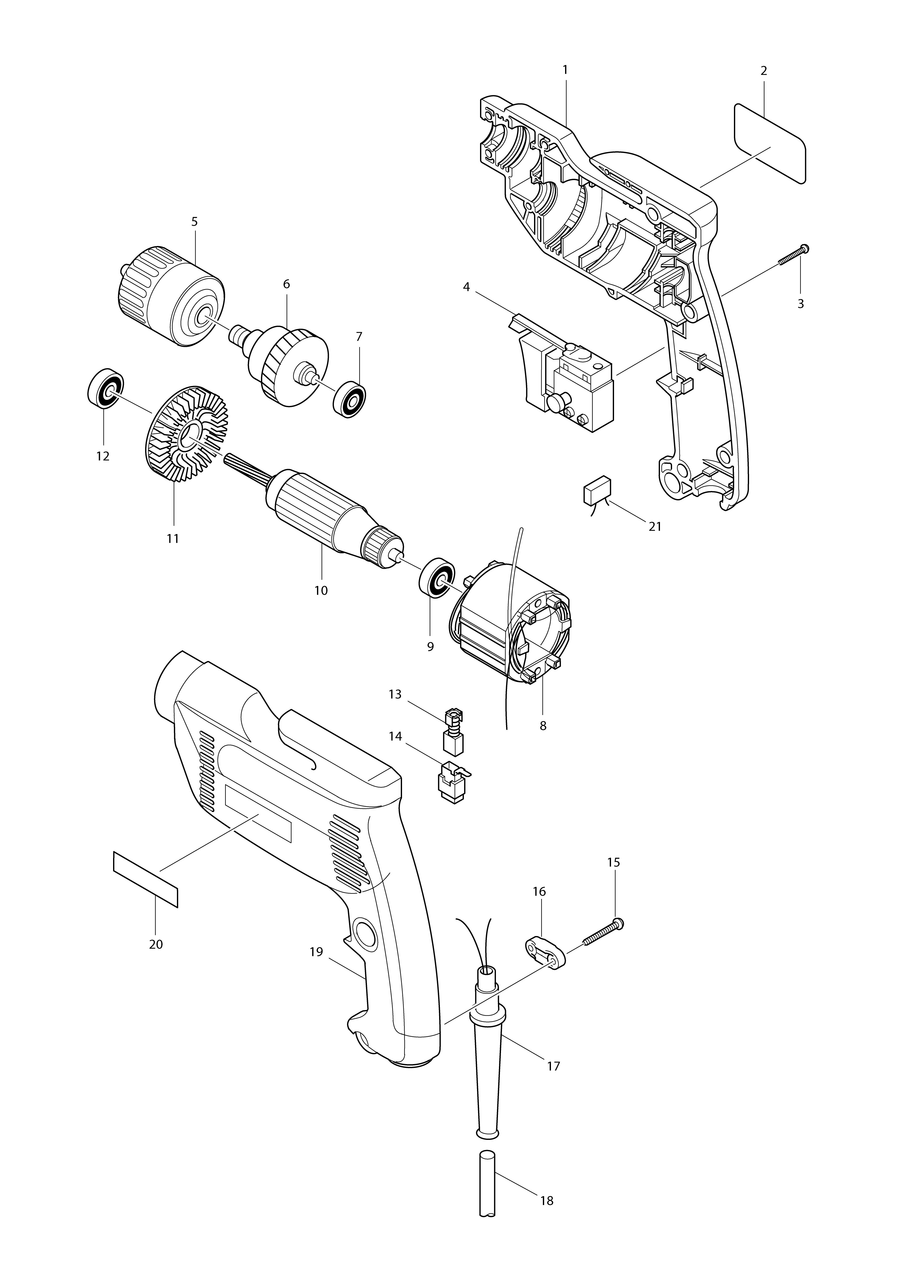 Vue éclatée Makita 6408#01