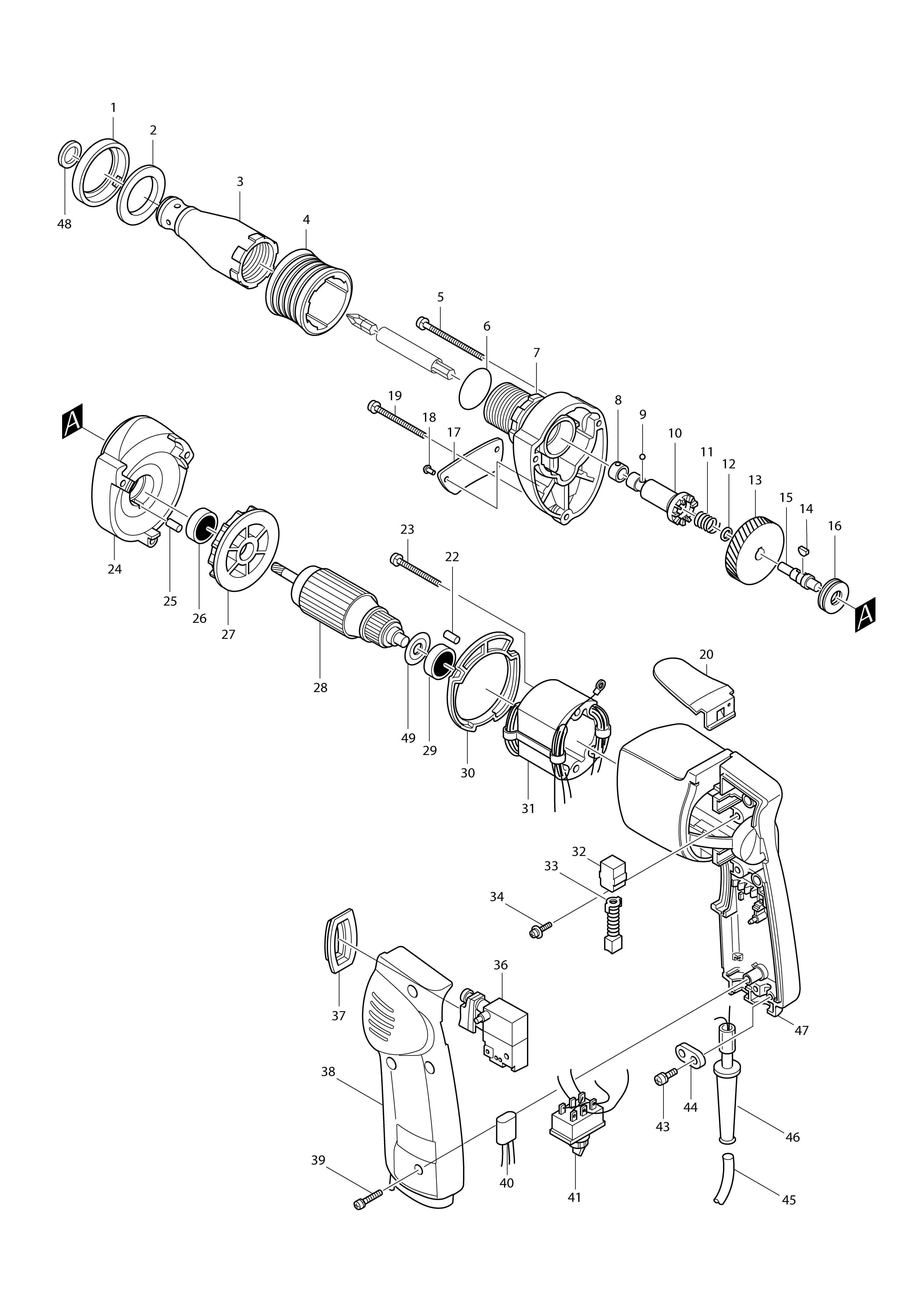 Vue éclatée Makita 6800DBV#01