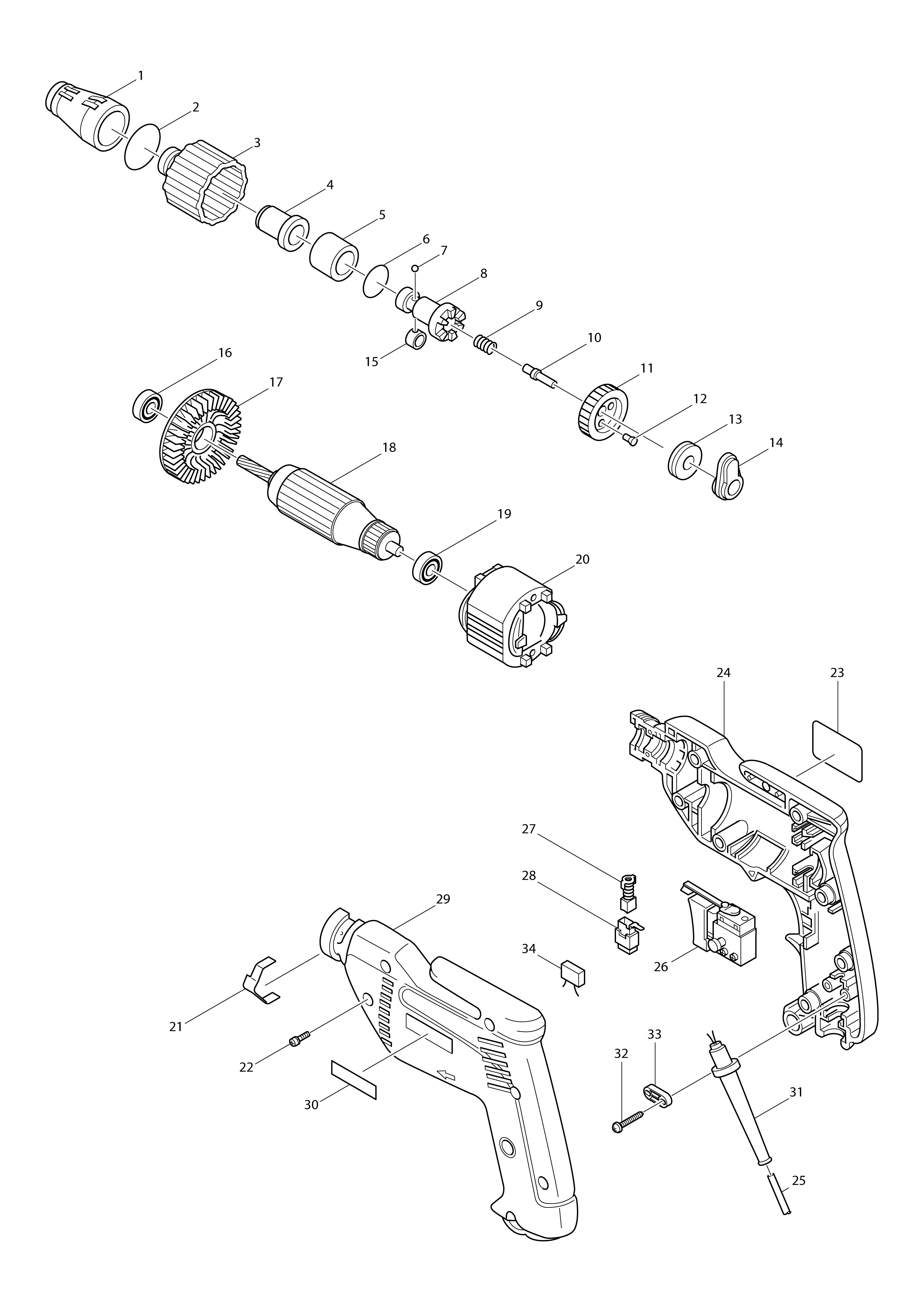 Vue éclatée Makita 6821#01