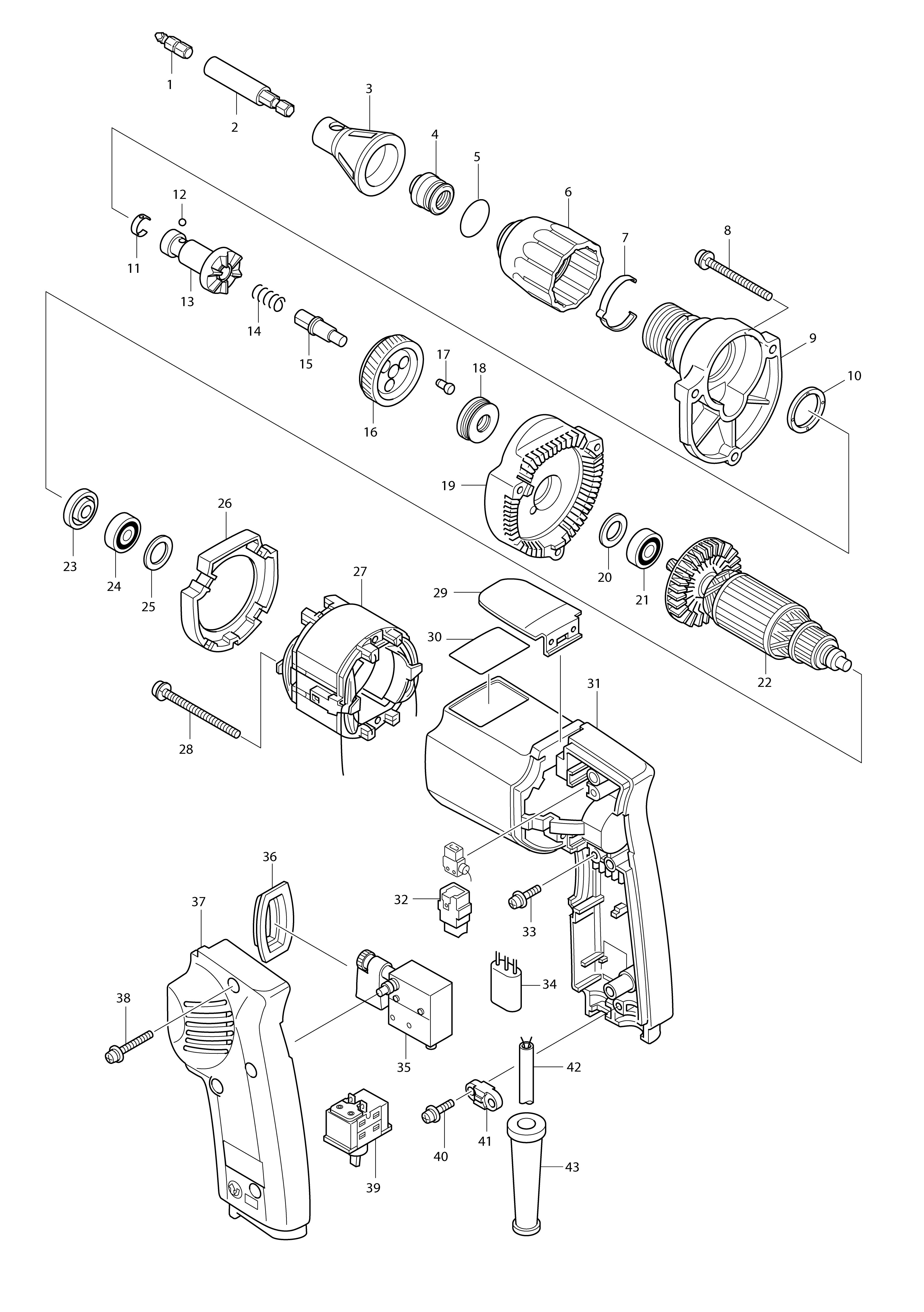 Vue éclatée Makita 6822#01