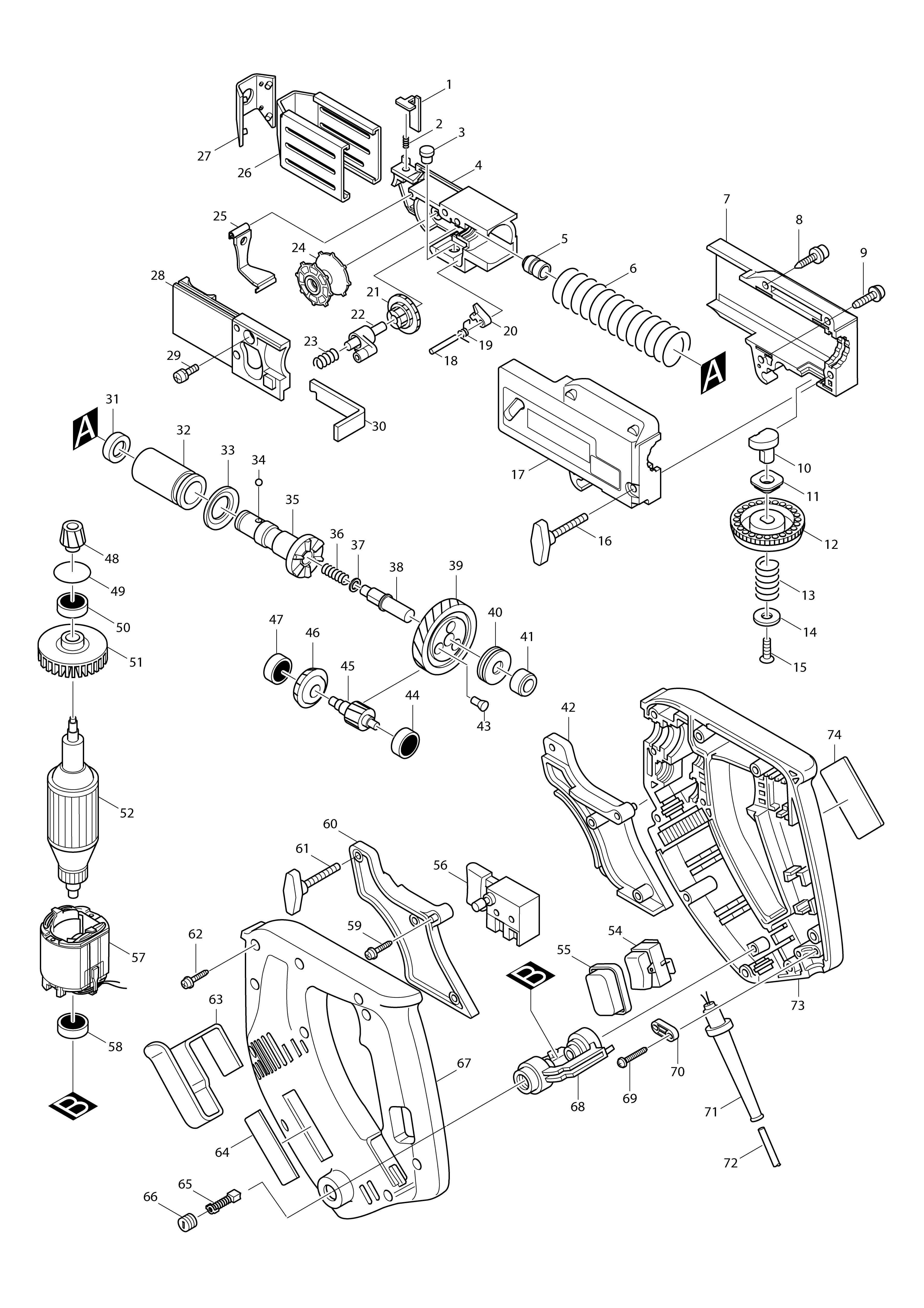 Vue éclatée Makita 6833#01