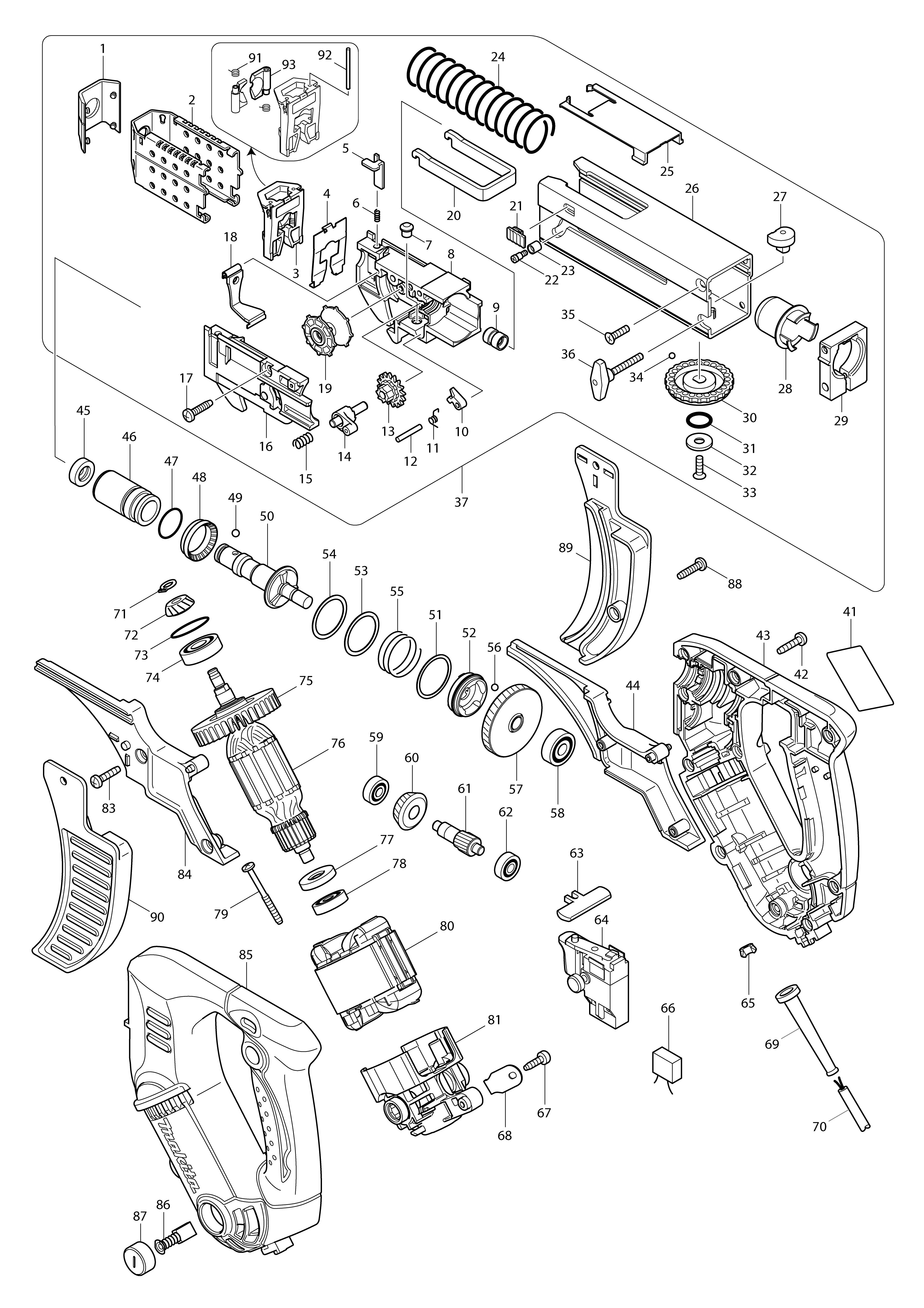 Vue éclatée Makita 6843#01