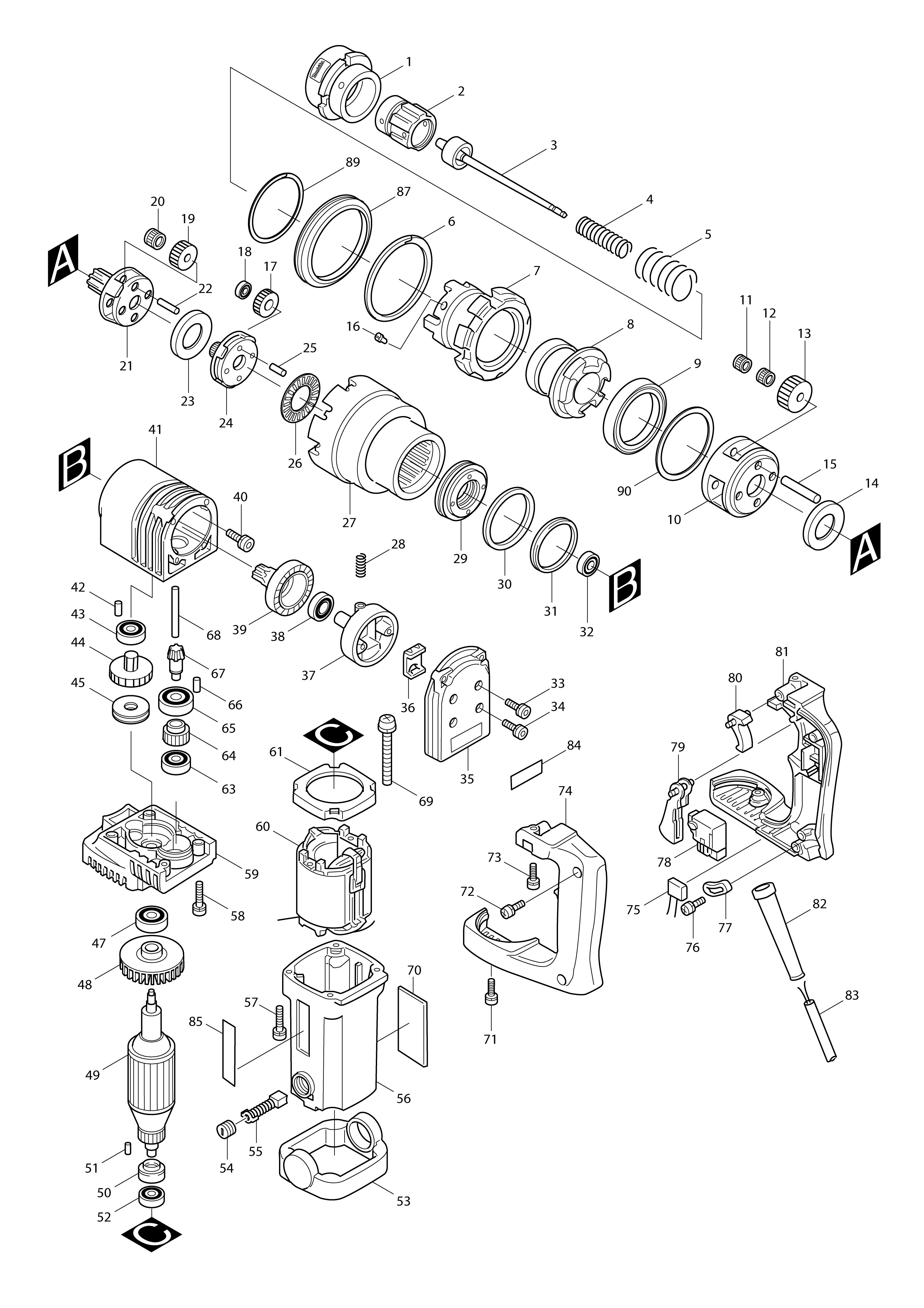 Vue éclatée Makita 6922NB#01