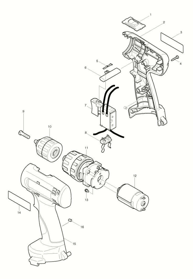 PIECES  DETACHEES  PERCEUSE VISSEUSE A PERCUSSION MAKITA 8280DWAE