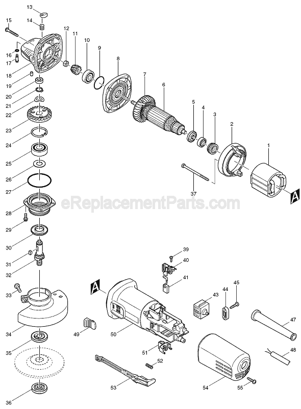 PIECES  DETACHEES MEULEUSE  MAKITA 9555NBK