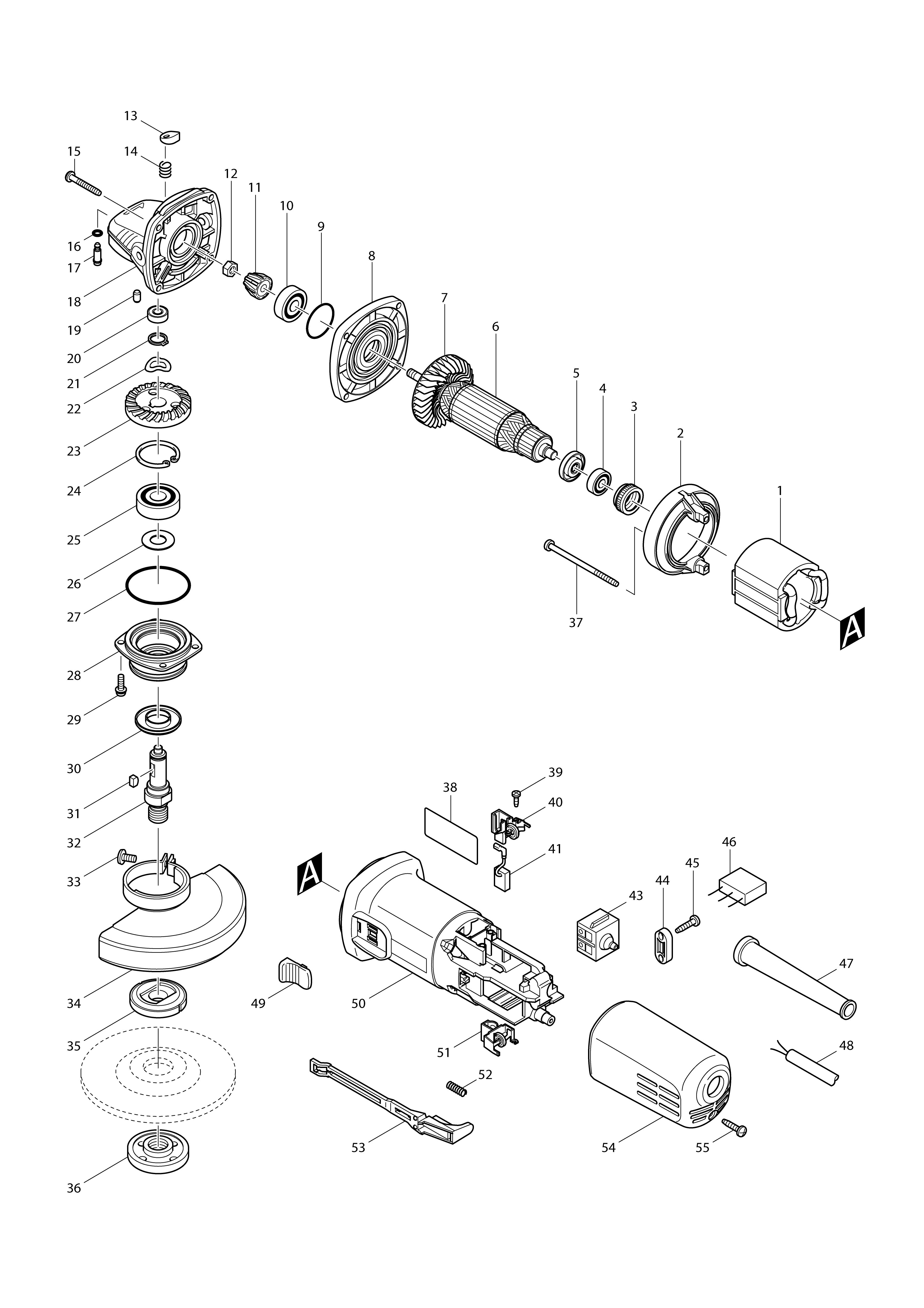 Vue éclatée Makita 9554HN#01