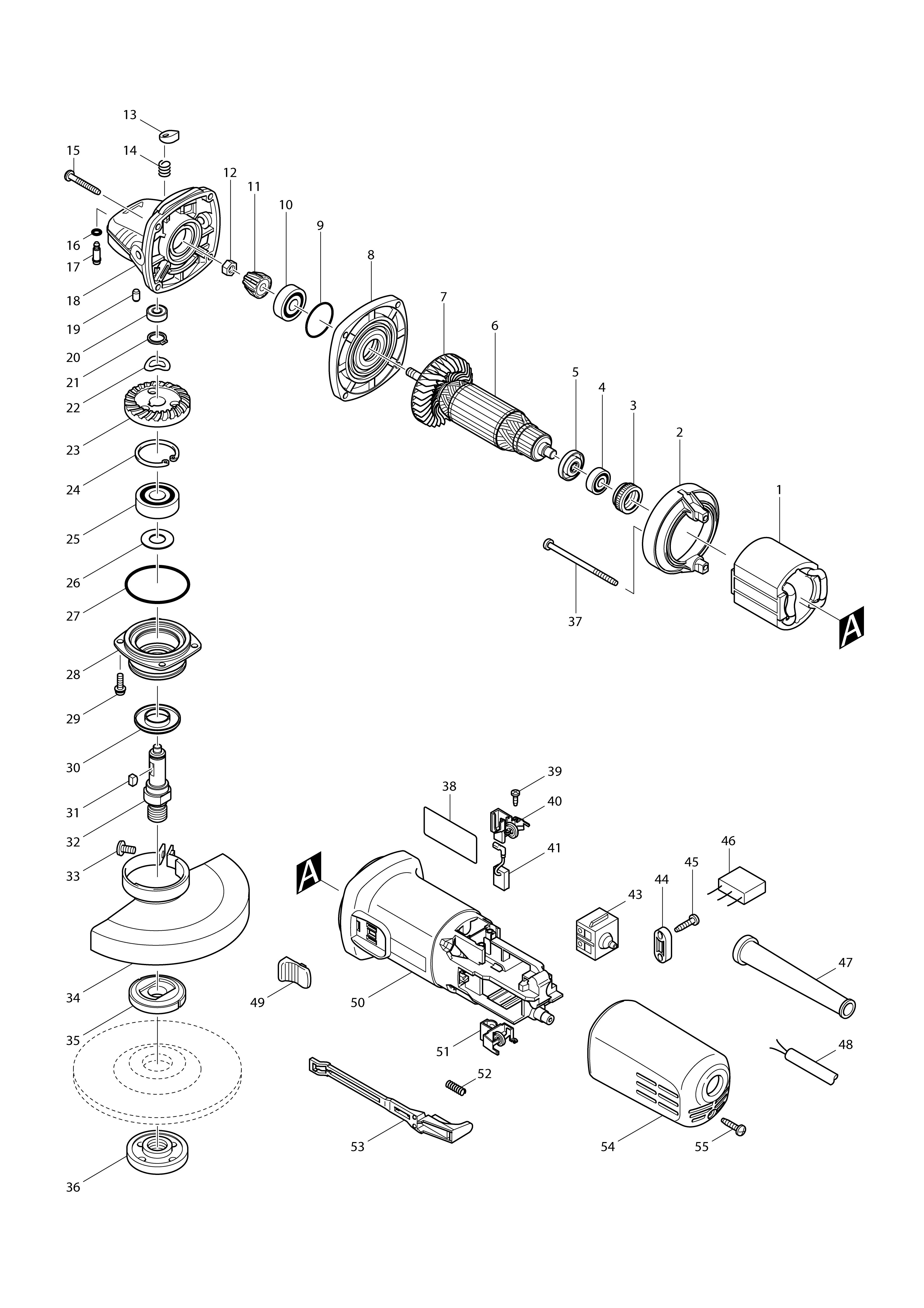 Vue éclatée Makita 9555NB#01