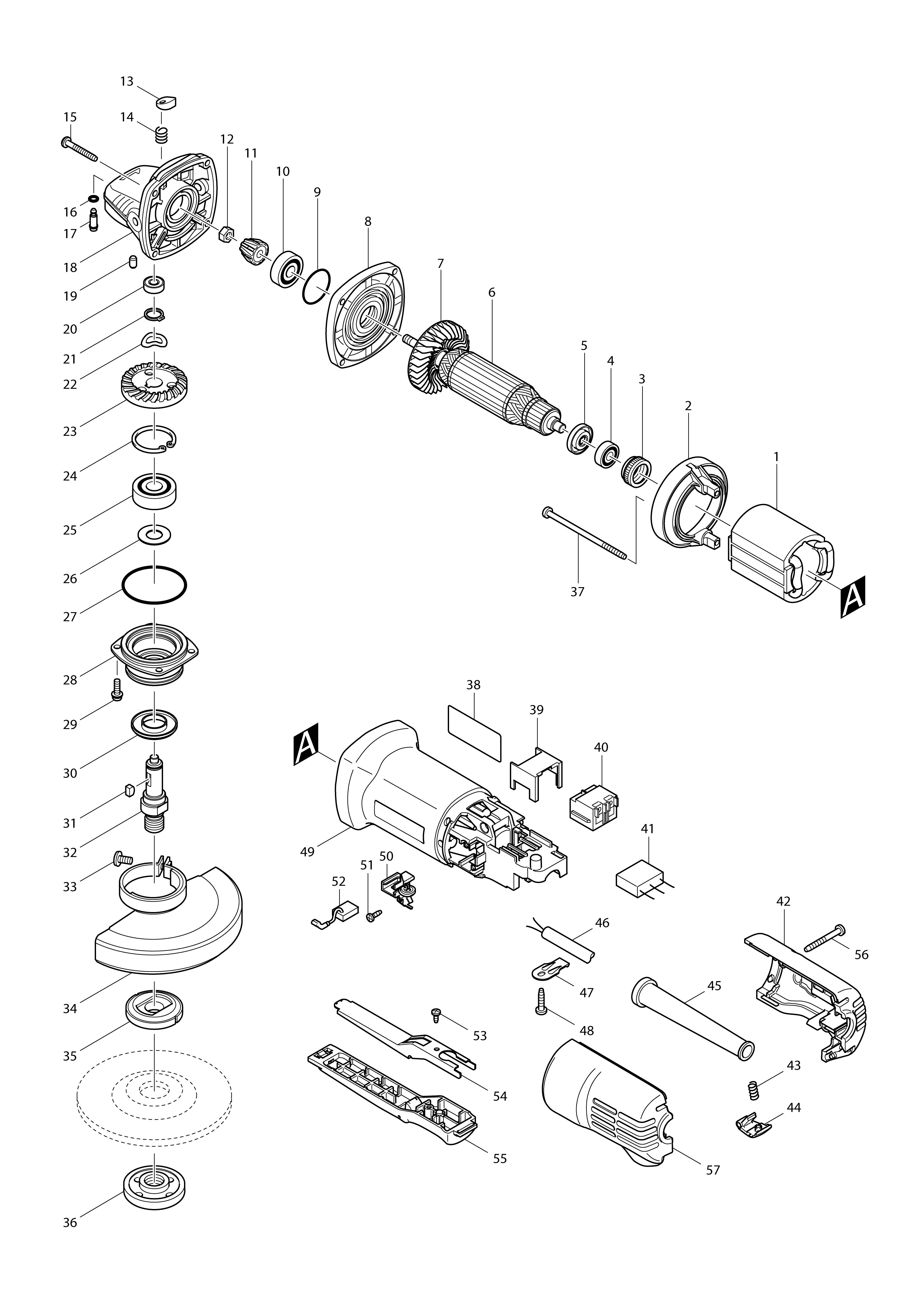 Vue éclatée Makita 9557PB#01