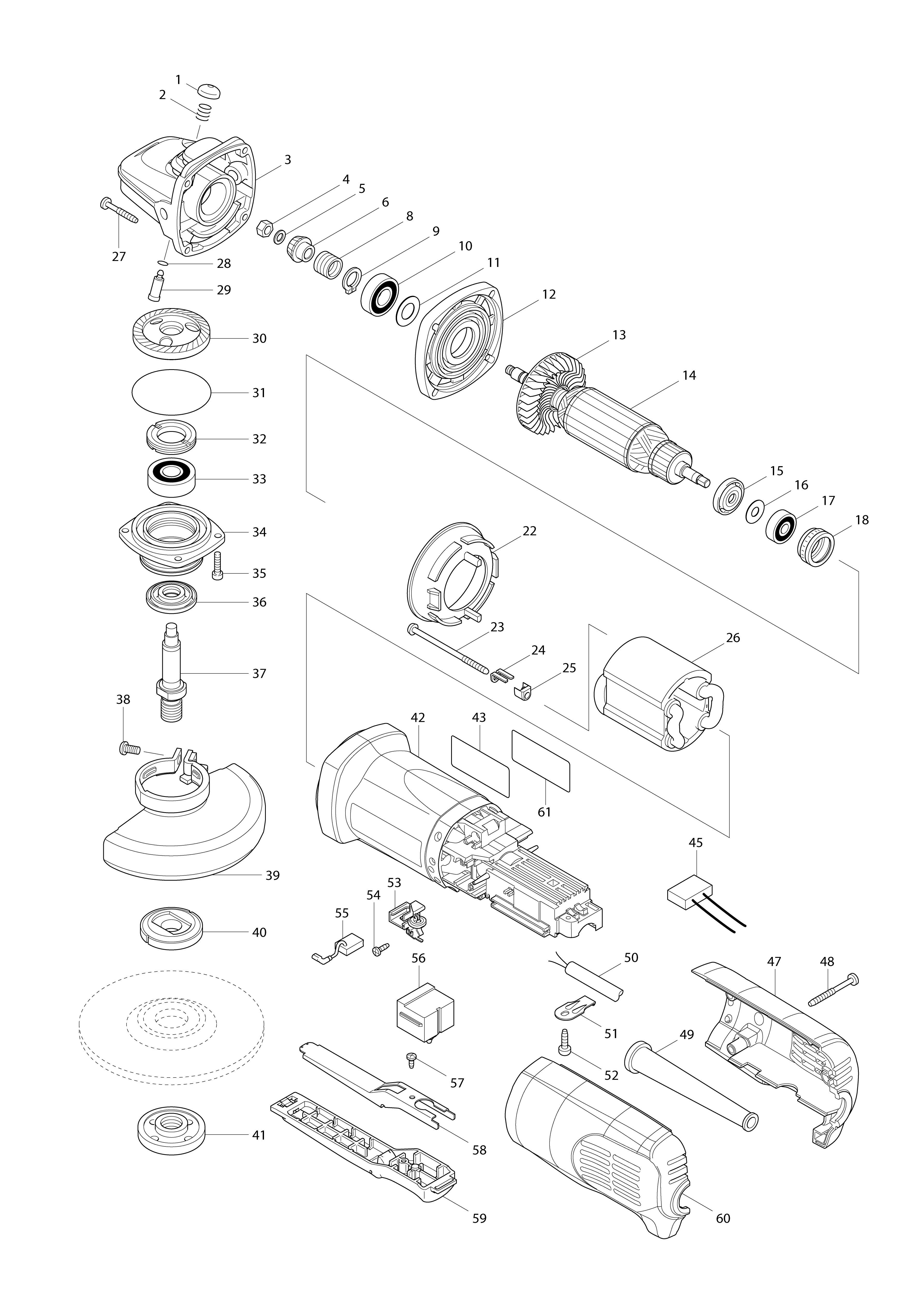 Vue éclatée Makita 9564P#01