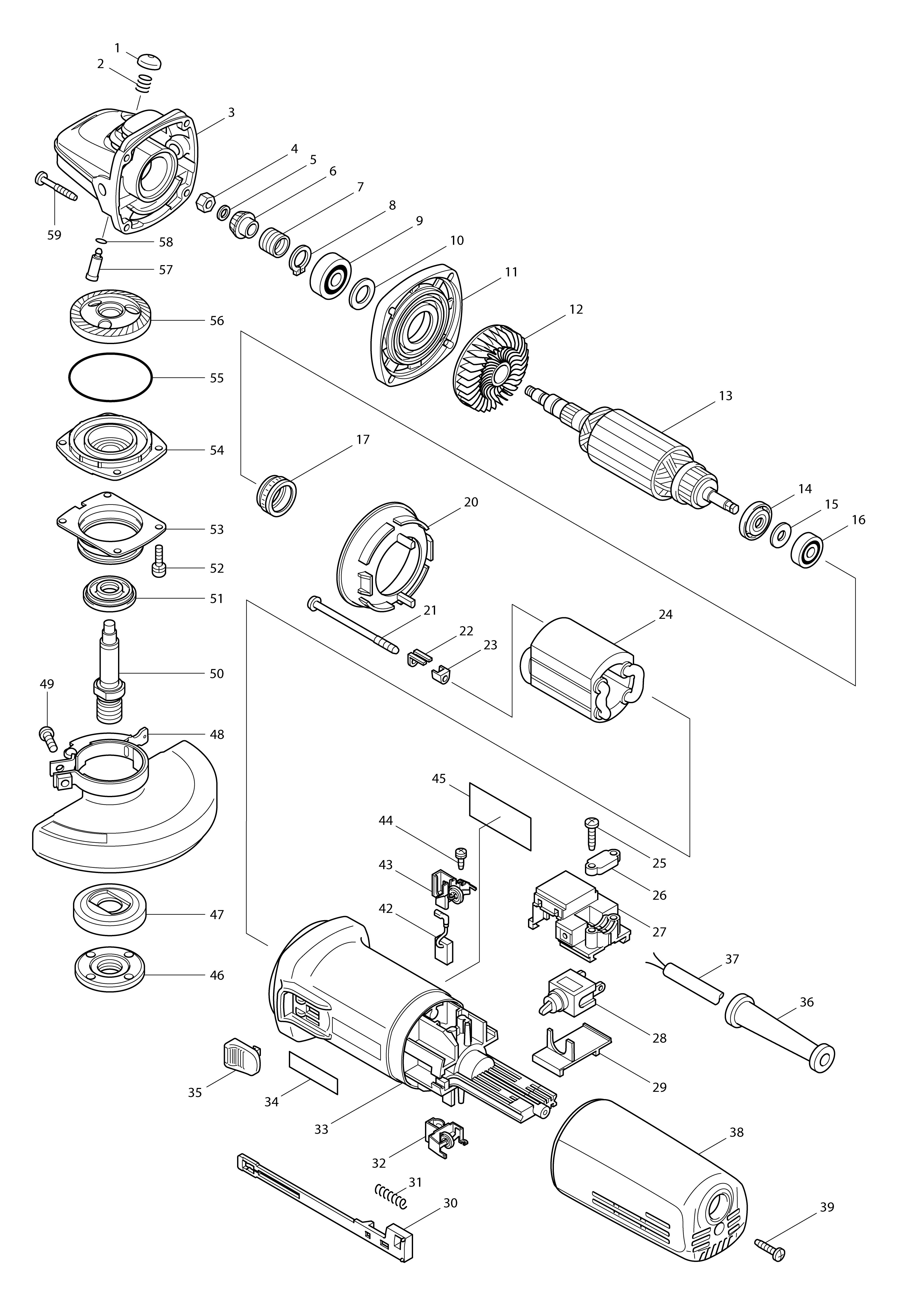 Vue éclatée Makita 9565#01
