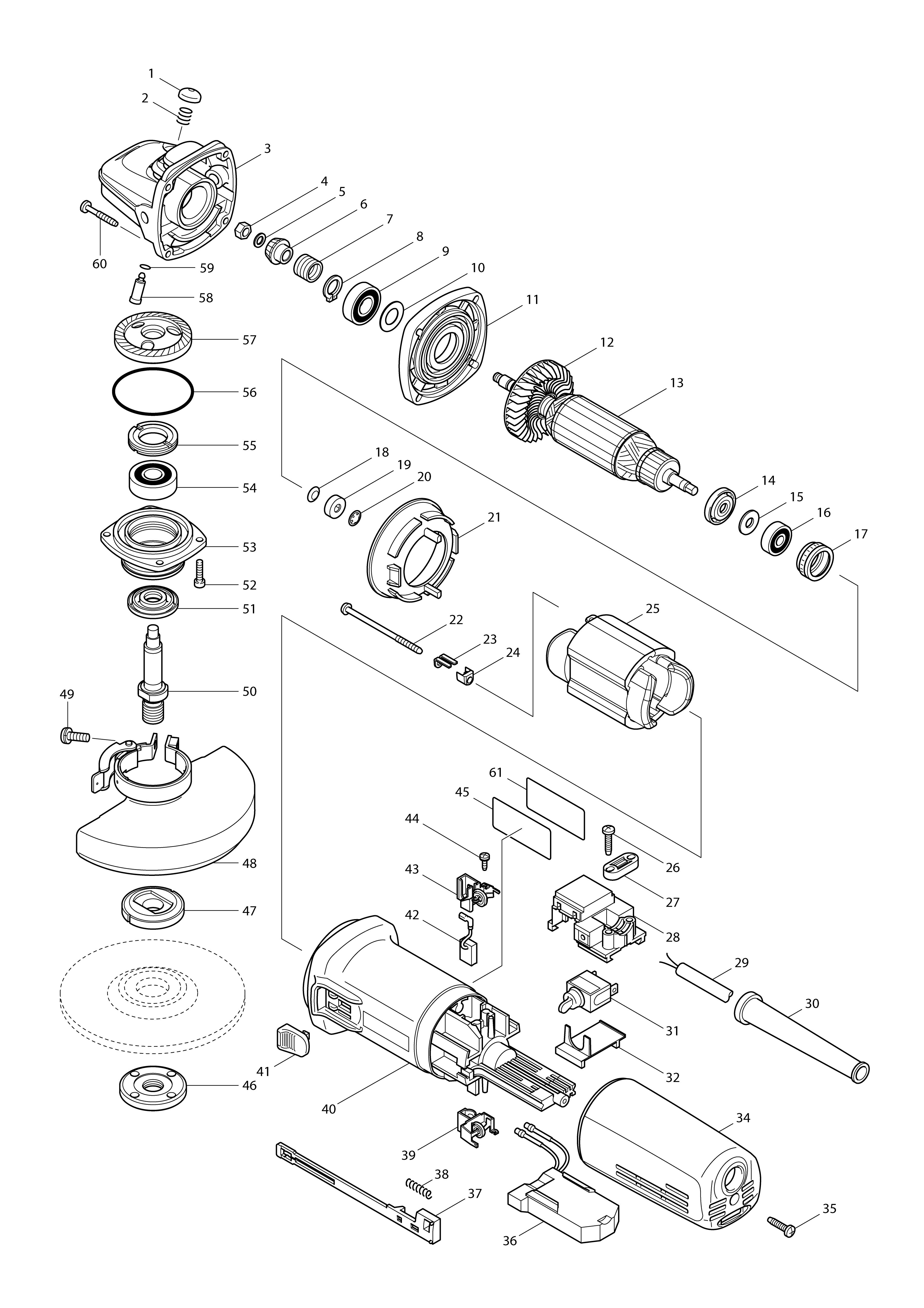 Vue éclatée Makita 9565CR#01