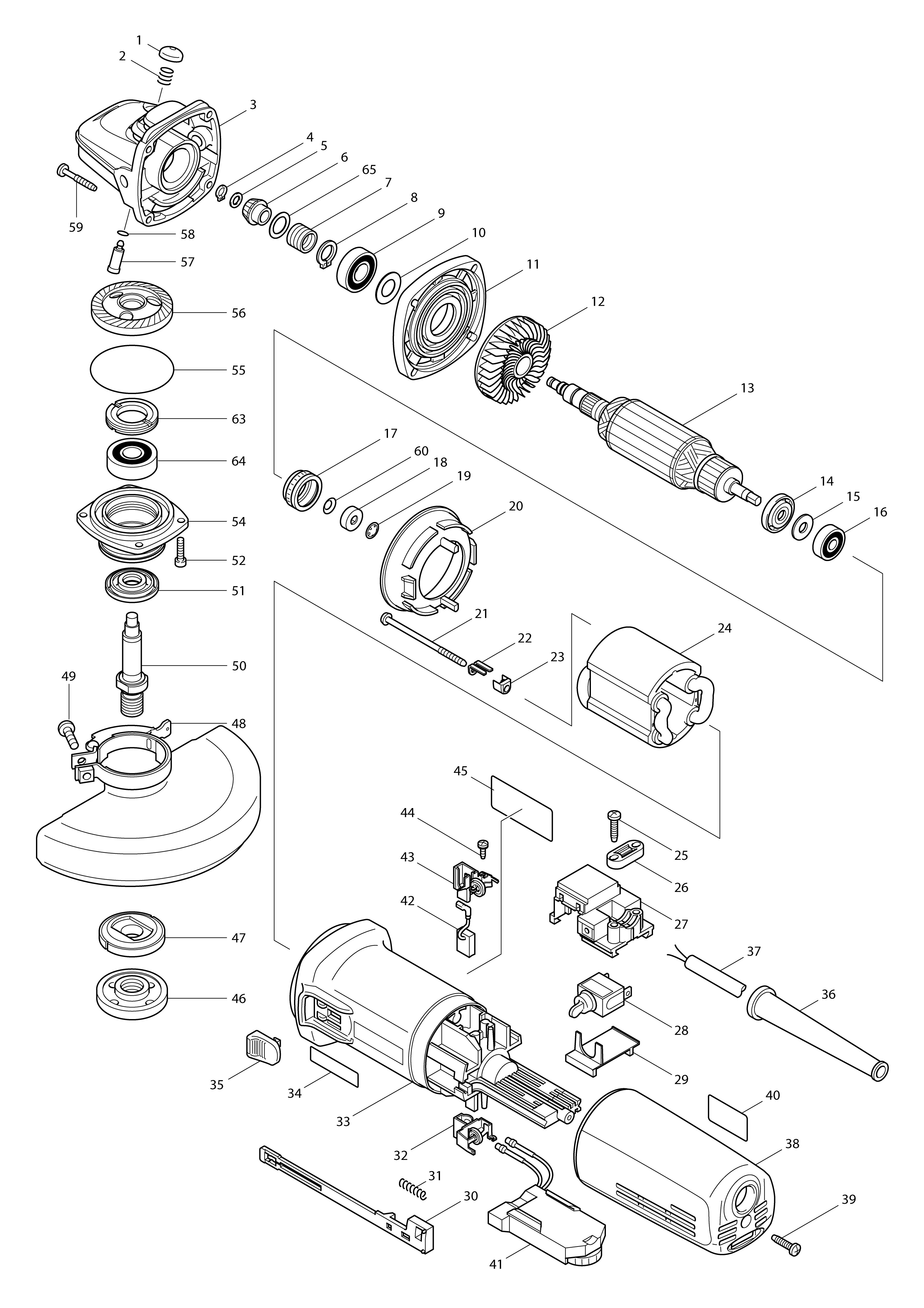 Vue éclatée Makita 9566CV#01