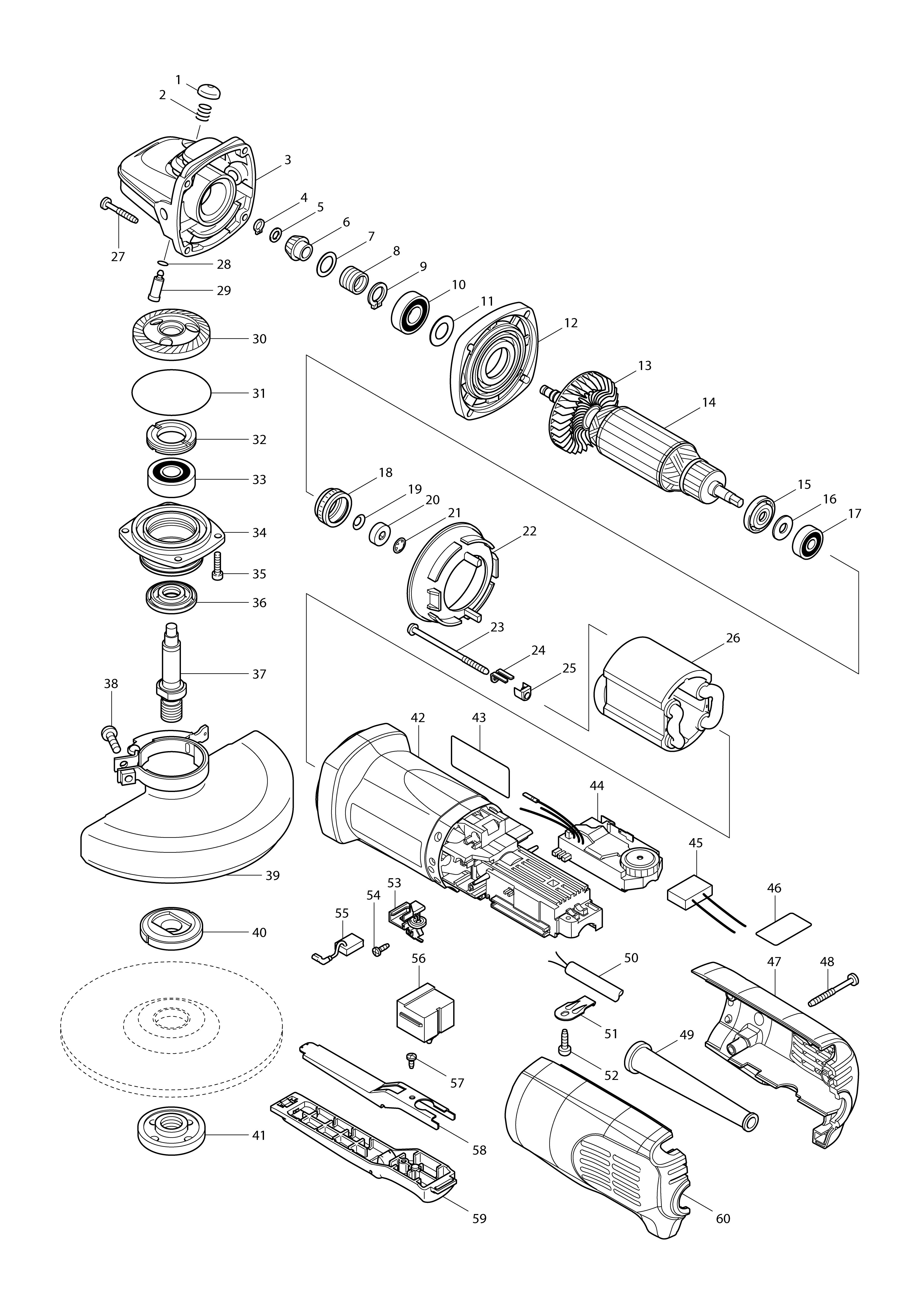 Vue éclatée Makita 9566PCV#01