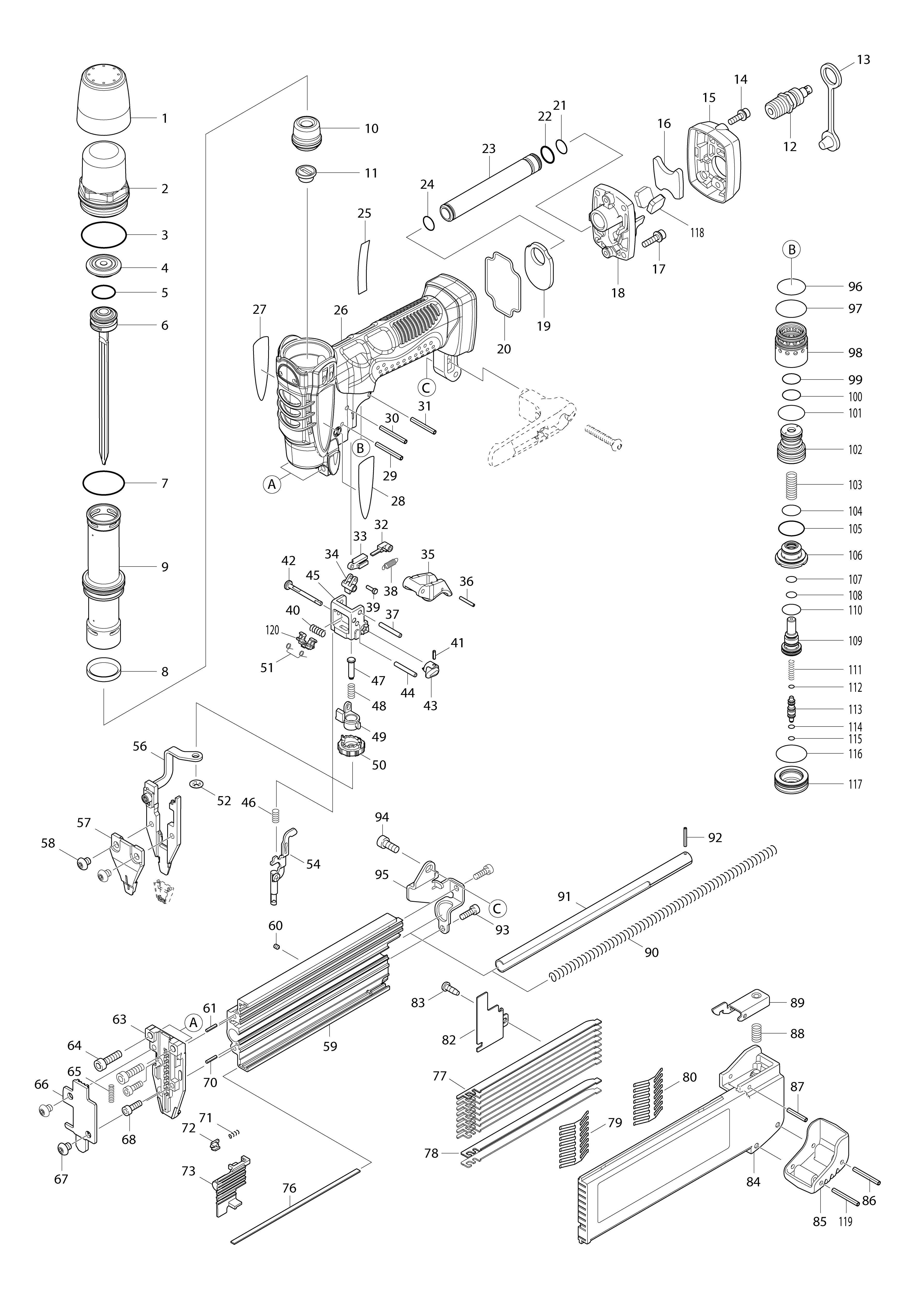 Vue éclatée Makita AF550H#01