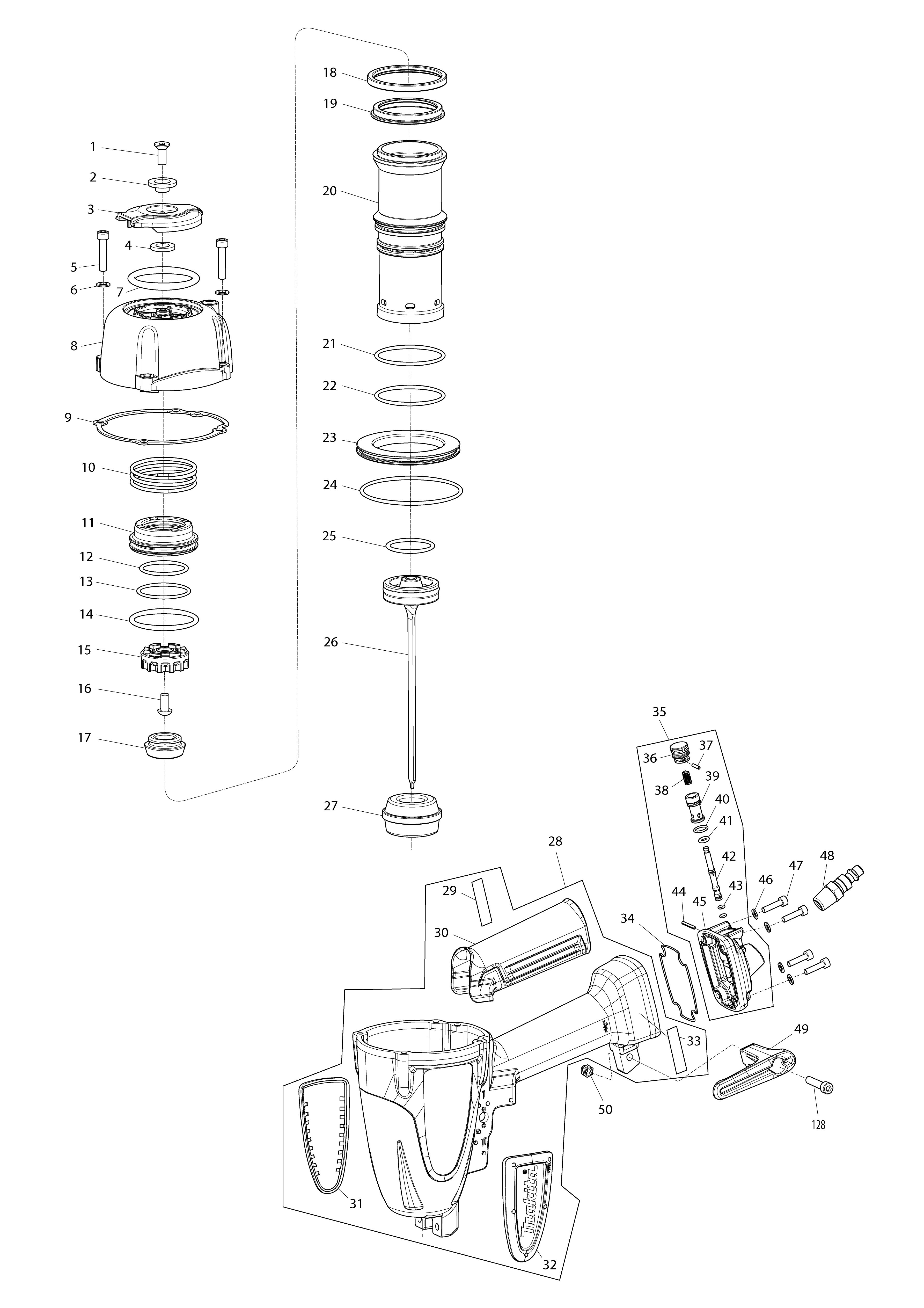 Vue éclatée Makita AF635#01