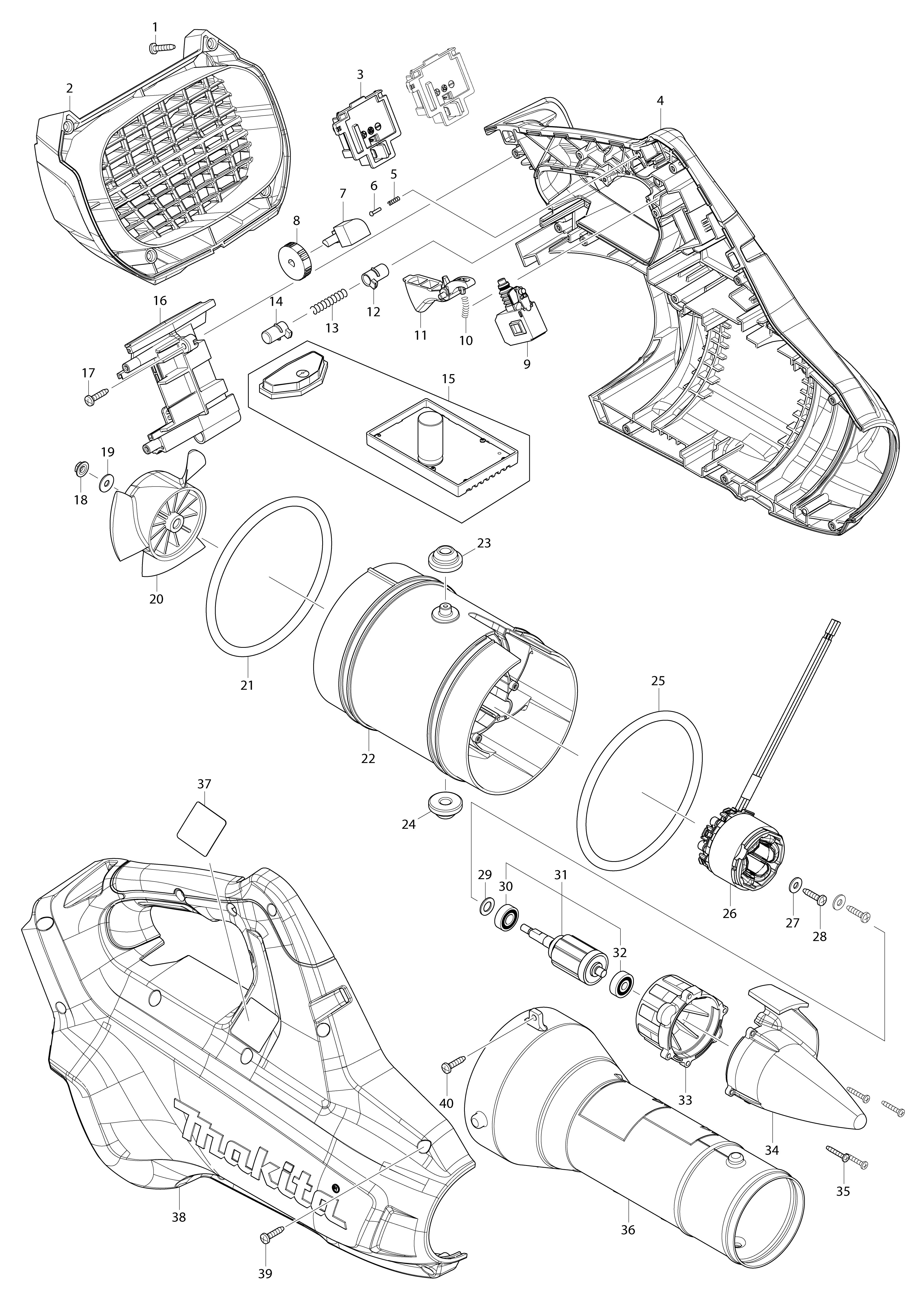 Vue éclatée Makita AG3750#01